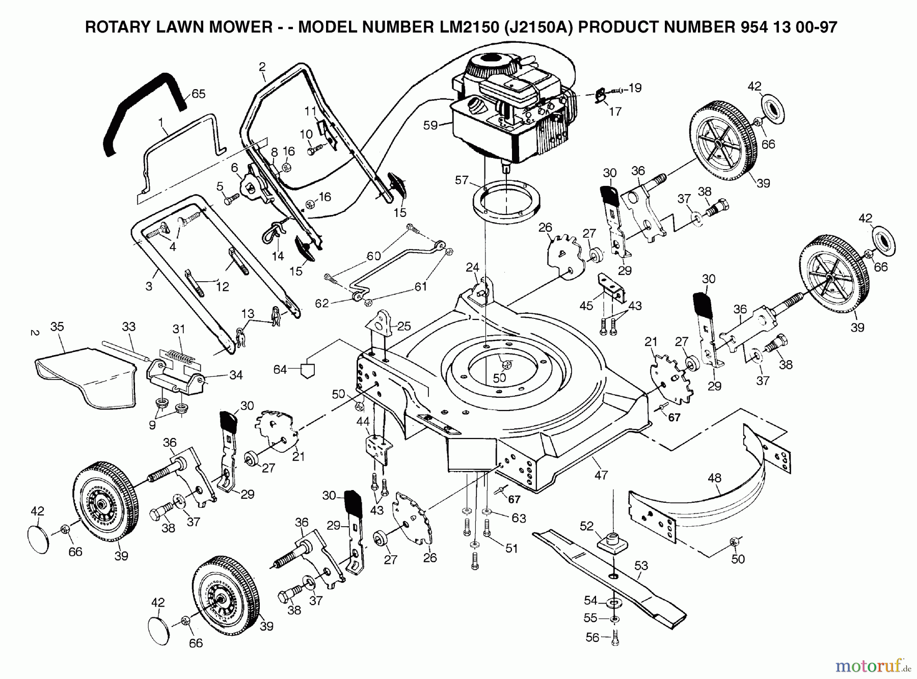 Jonsered Rasenmäher LM2150 (J2150A) - Jonsered Walk-Behind Mower (2003-01) PRODUCT COMPLETE
