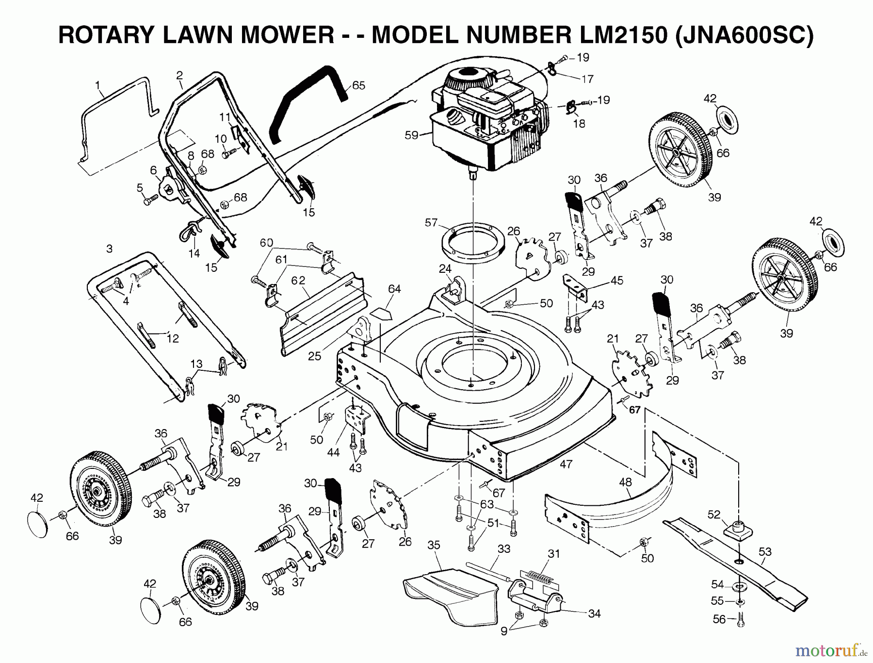 Jonsered Rasenmäher LM2150 (JNA600SC) - Jonsered Walk-Behind Mower (2003-05) PRODUCT COMPLETE