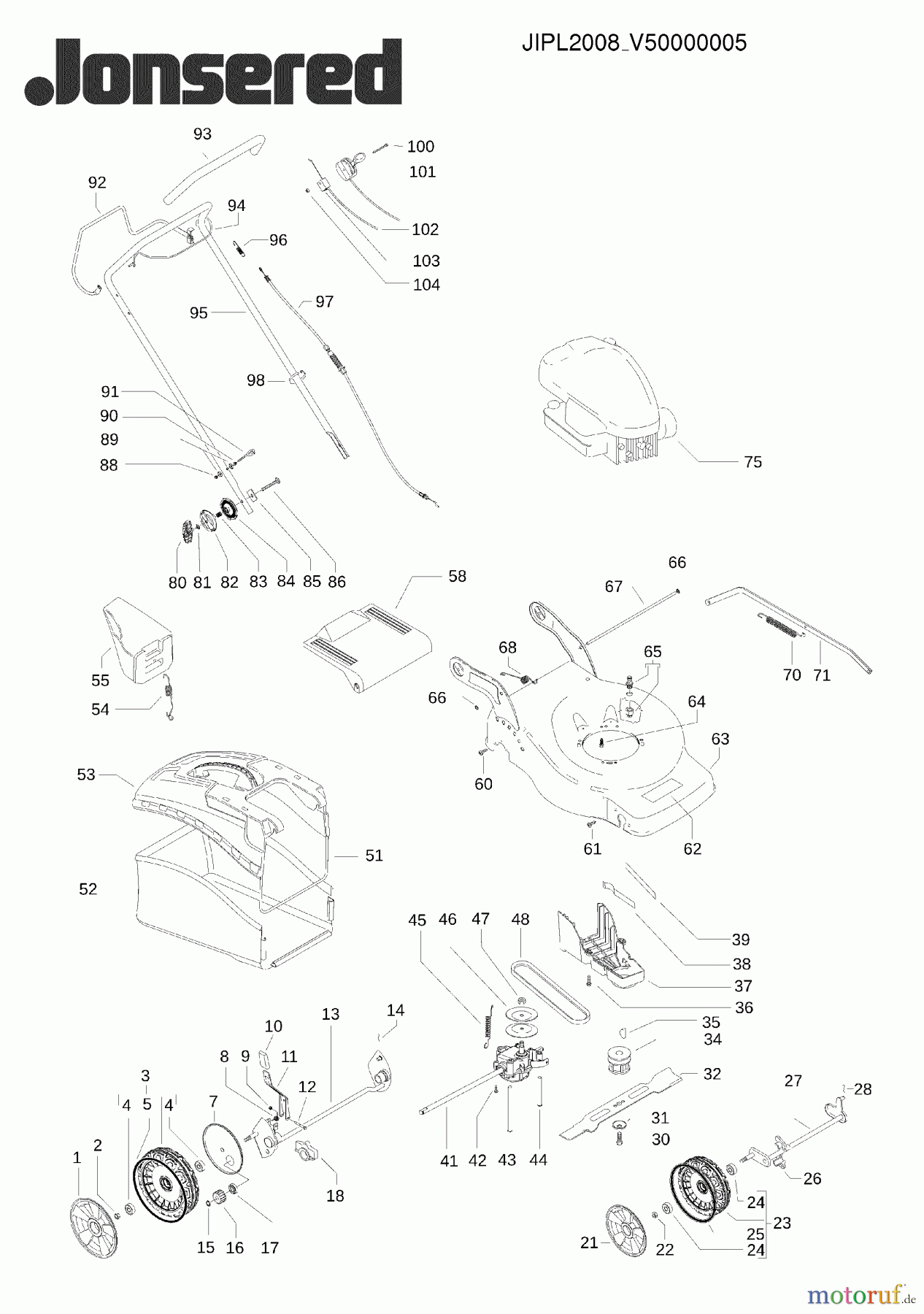 Jonsered Rasenmäher LM2150CMD (96587860102) - Jonsered Walk-Behind Mower (2009-01) PRODUCT COMPLETE