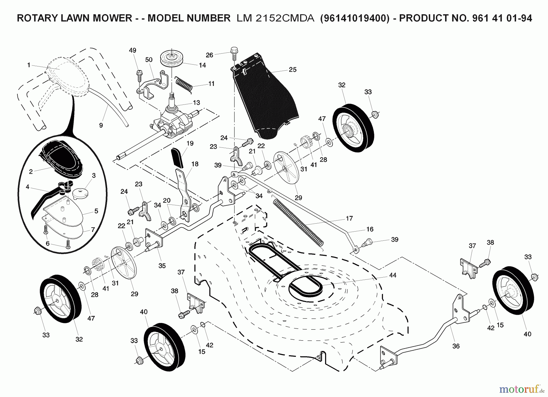 Jonsered Rasenmäher LM2152CMDA (96141019400) - Jonsered Walk-Behind Mower (2009-01) DRIVE