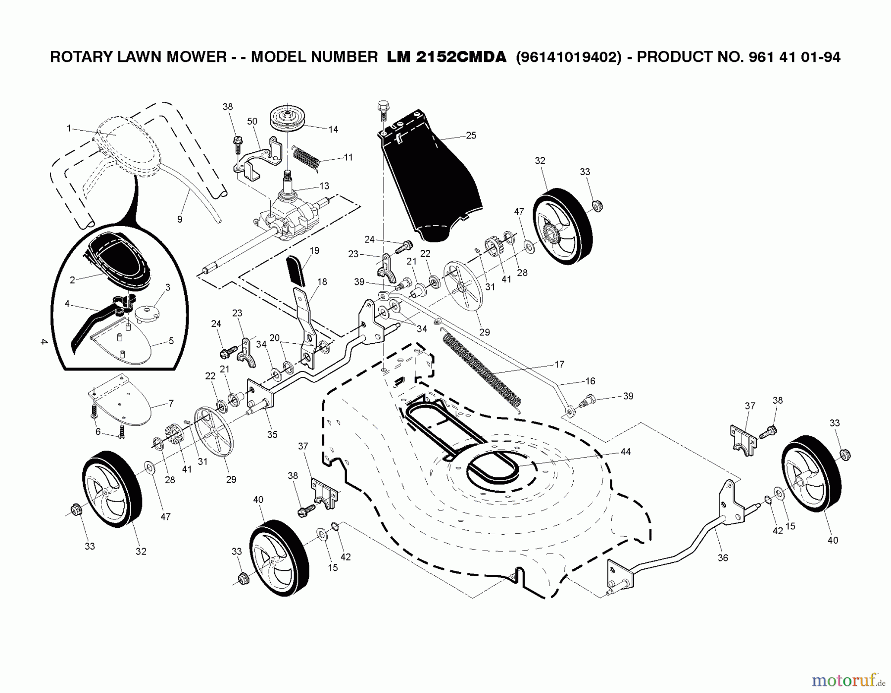 Jonsered Rasenmäher LM2152CMDA (96141019402) - Jonsered Walk-Behind Mower (2010-06) WHEELS TIRES