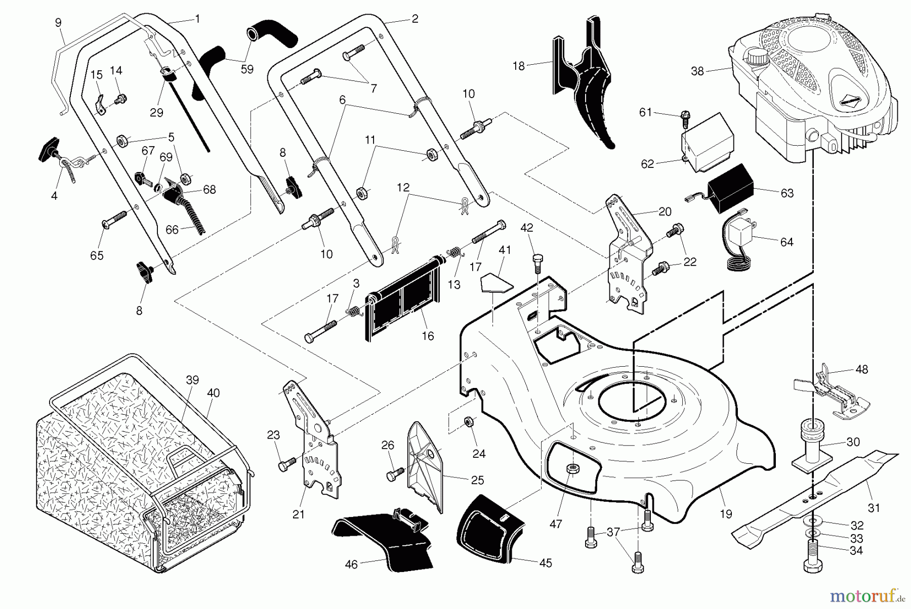 Jonsered Rasenmäher LM2152CMDAE (96141024201) - Jonsered Walk-Behind Mower (2012-02) FRAME ENGINE