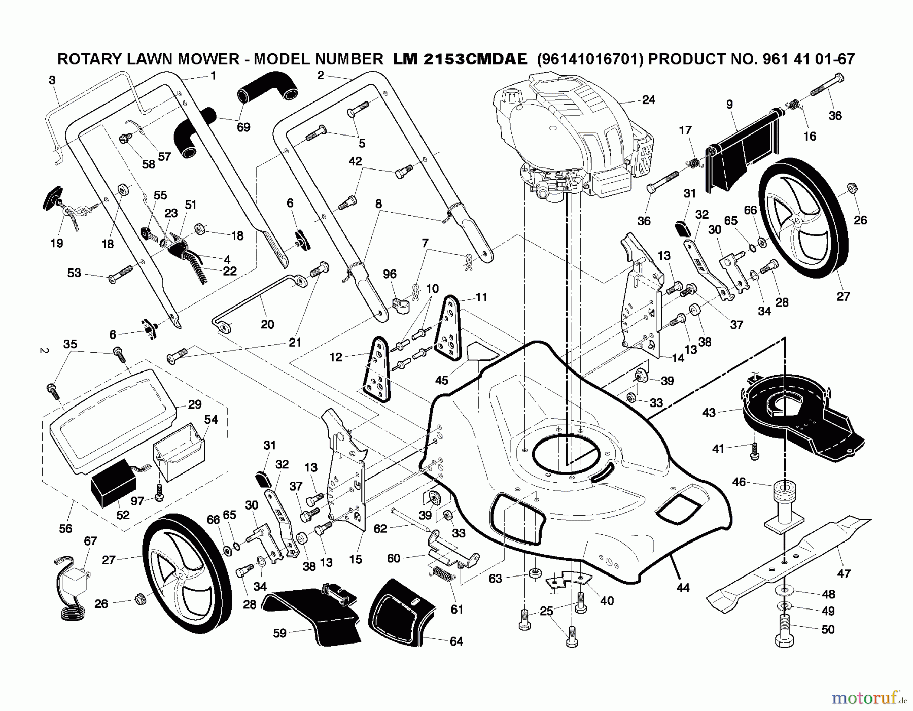 Jonsered Rasenmäher LM2153C (96141016701) - Jonsered Walk-Behind Mower (2009-09) PRODUCT COMPLETE #1