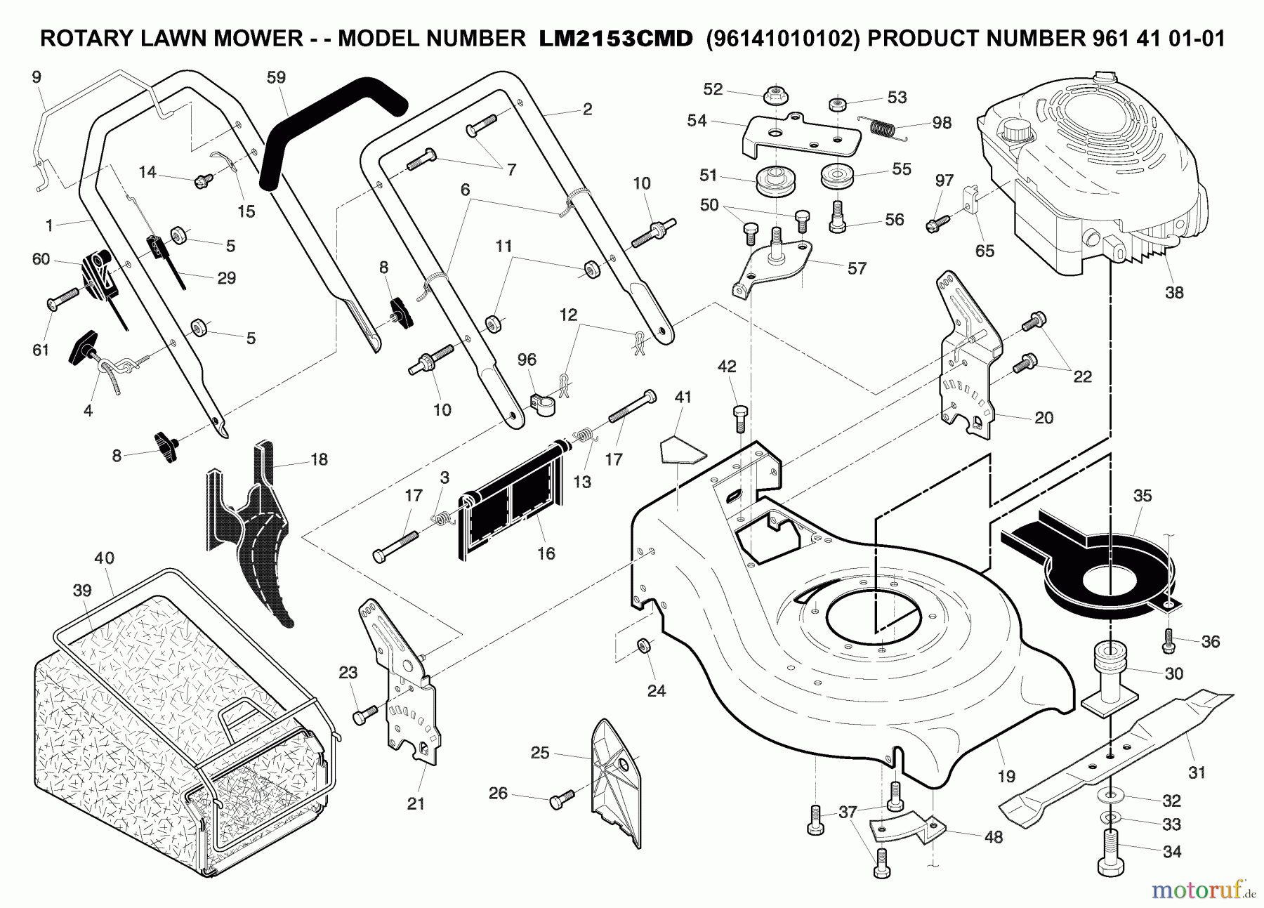 Jonsered Rasenmäher LM2153CMD (96141010102) - Jonsered Walk-Behind Mower (2007-06) CHASSIS ENCLOSURES