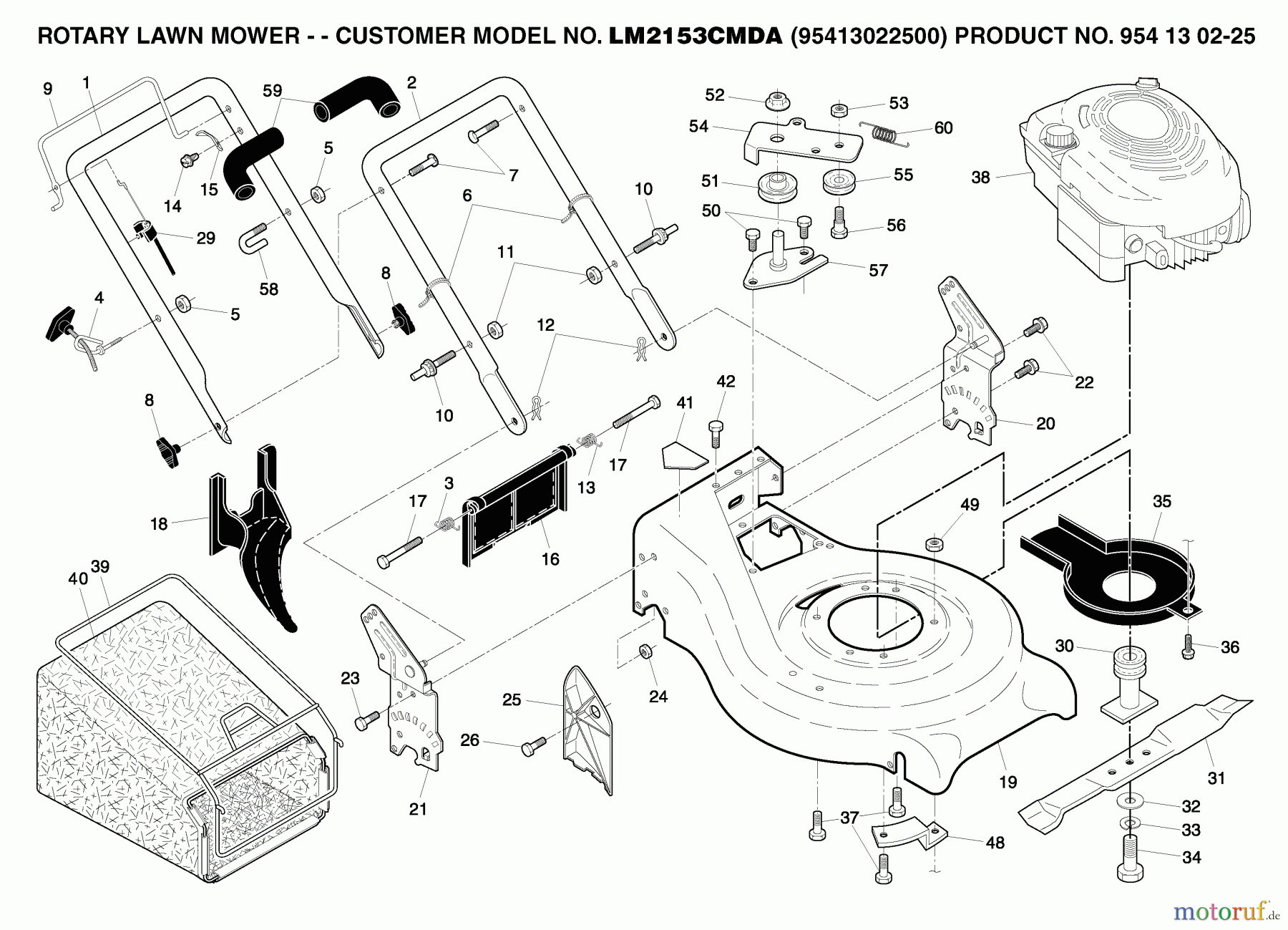  Jonsered Rasenmäher LM2153CMDA (954130225, 95413022500) - Jonsered Walk-Behind Mower (2005-02) PRODUCT COMPLETE #2