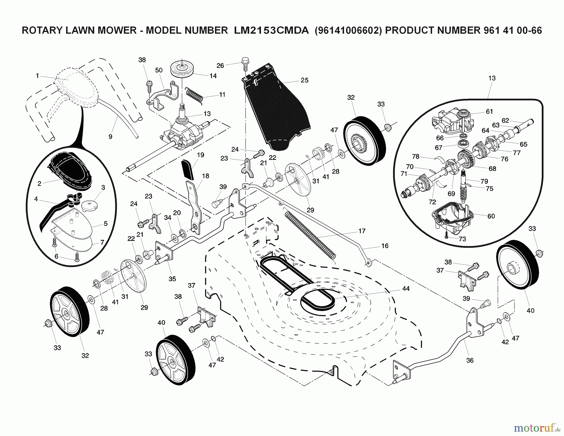 Jonsered Rasenmäher LM2153CMDA (96141006602) - Jonsered Walk-Behind Mower (2008-02) DRIVE