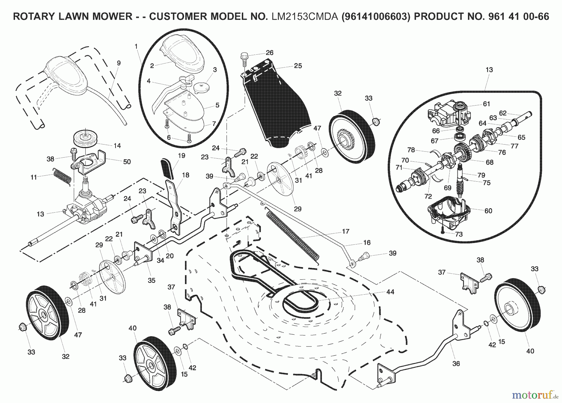 Jonsered Rasenmäher LM2153CMDA (96141006603) - Jonsered Walk-Behind Mower (2008-02) PRODUCT COMPLETE #1