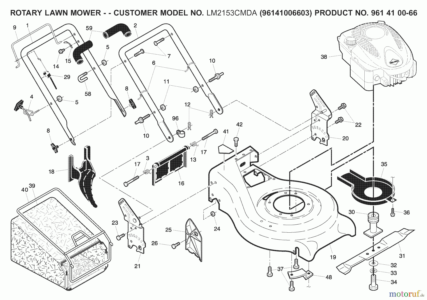  Jonsered Rasenmäher LM2153CMDA (96141006603) - Jonsered Walk-Behind Mower (2008-02) PRODUCT COMPLETE #2
