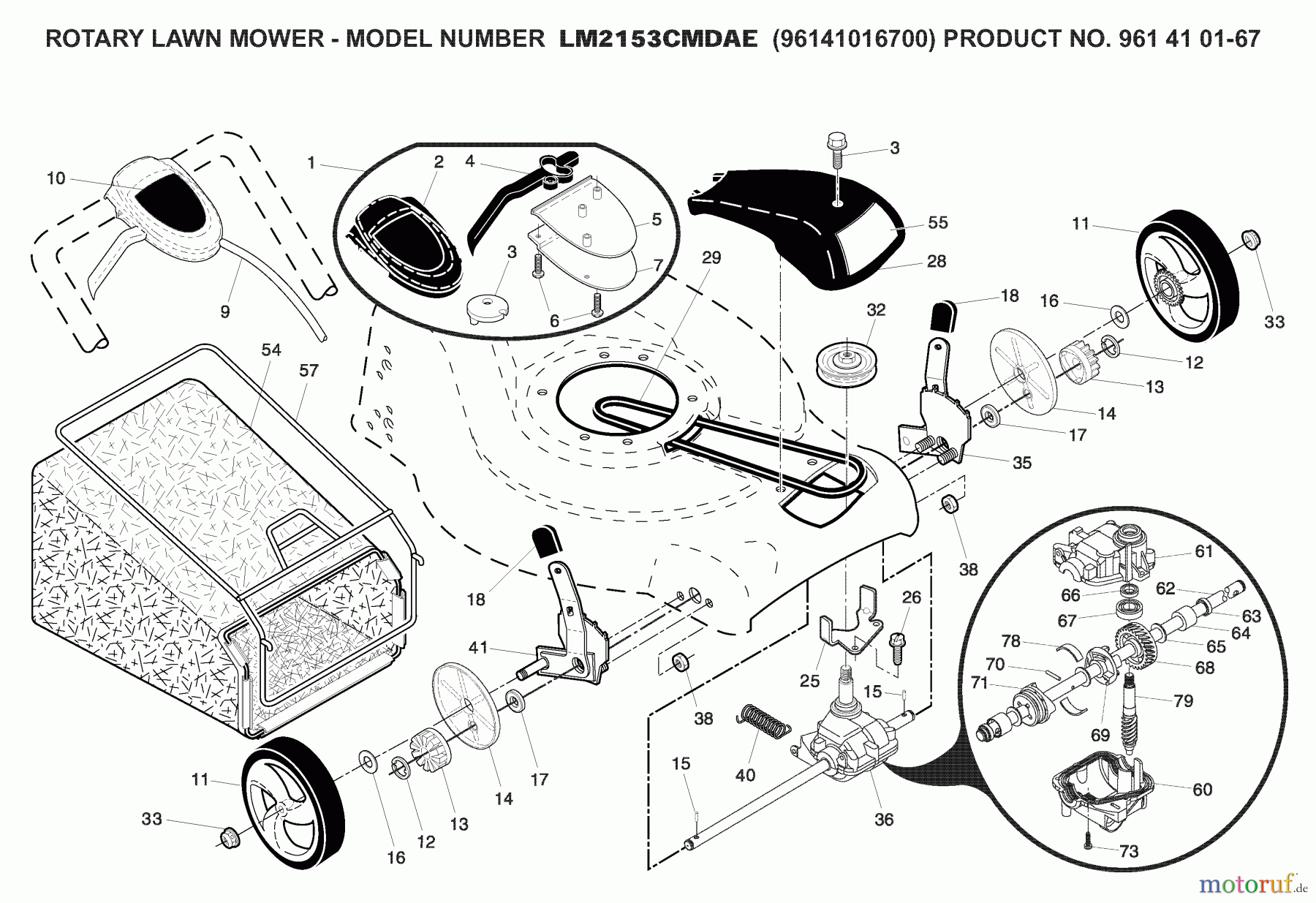 Jonsered Rasenmäher LM2153CMDAE (96141016700) - Jonsered Walk-Behind Mower (2008-02) PRODUCT COMPLETE #2