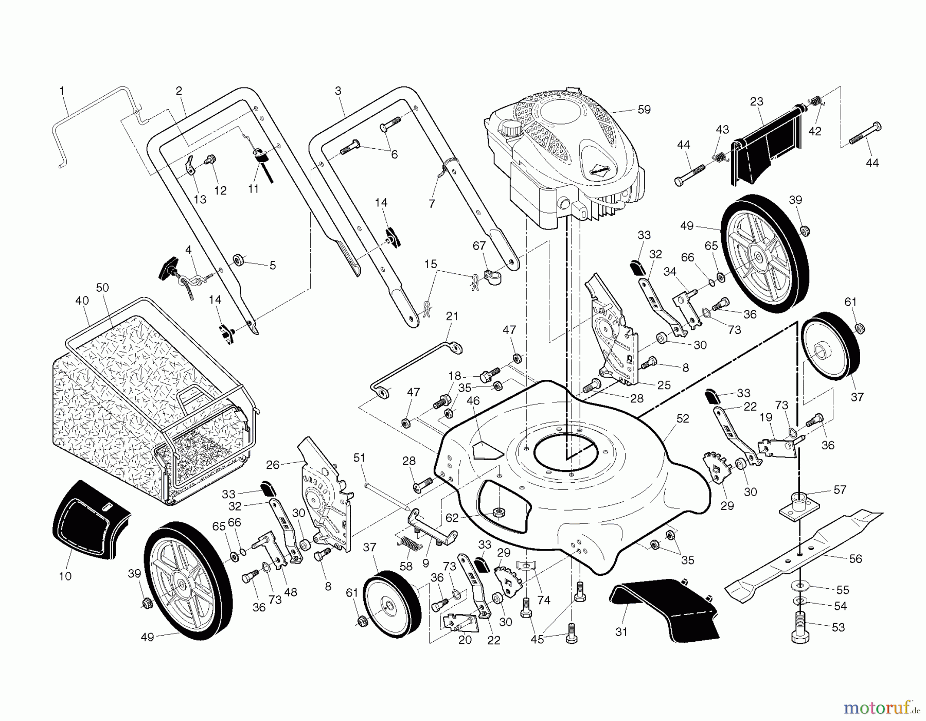Jonsered Rasenmäher LM2153CMS (96131002601) - Jonsered Walk-Behind Mower (2010-02) FRAME ENGINE
