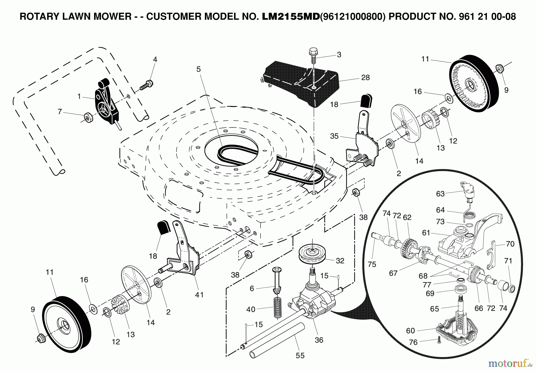 Jonsered Rasenmäher LM2155MD (96121000800) - Jonsered Walk-Behind Mower (2007-03) PRODUCT COMPLETE #1