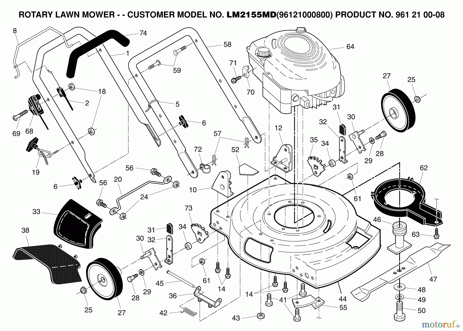 Jonsered Rasenmäher LM2155MD (96121000800) - Jonsered Walk-Behind Mower (2007-03) PRODUCT COMPLETE #2