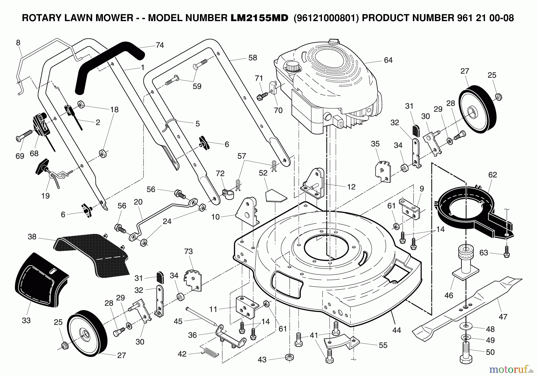  Jonsered Rasenmäher LM2155MD (96121000801) - Jonsered Walk-Behind Mower (2007-03) PRODUCT COMPLETE #2
