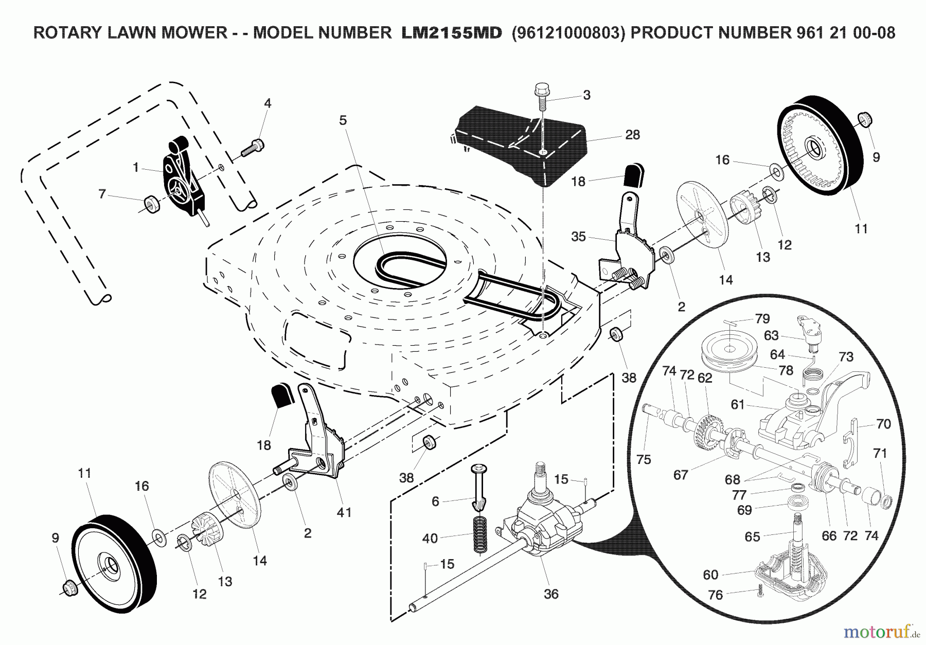 Jonsered Rasenmäher LM2155MD (96121000803) - Jonsered Walk-Behind Mower (2007-06) PRODUCT COMPLETE #2