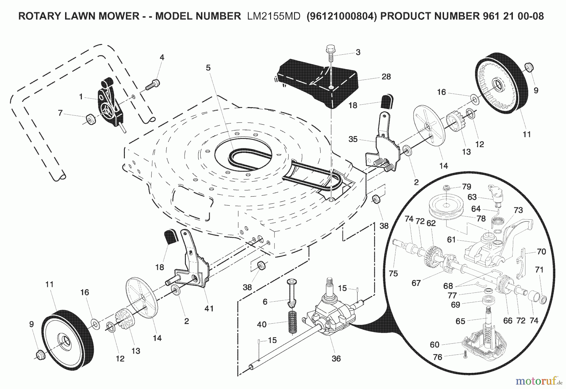 Jonsered Rasenmäher LM2155MD (96121000804) - Jonsered Walk-Behind Mower (2008-02) PRODUCT COMPLETE #1