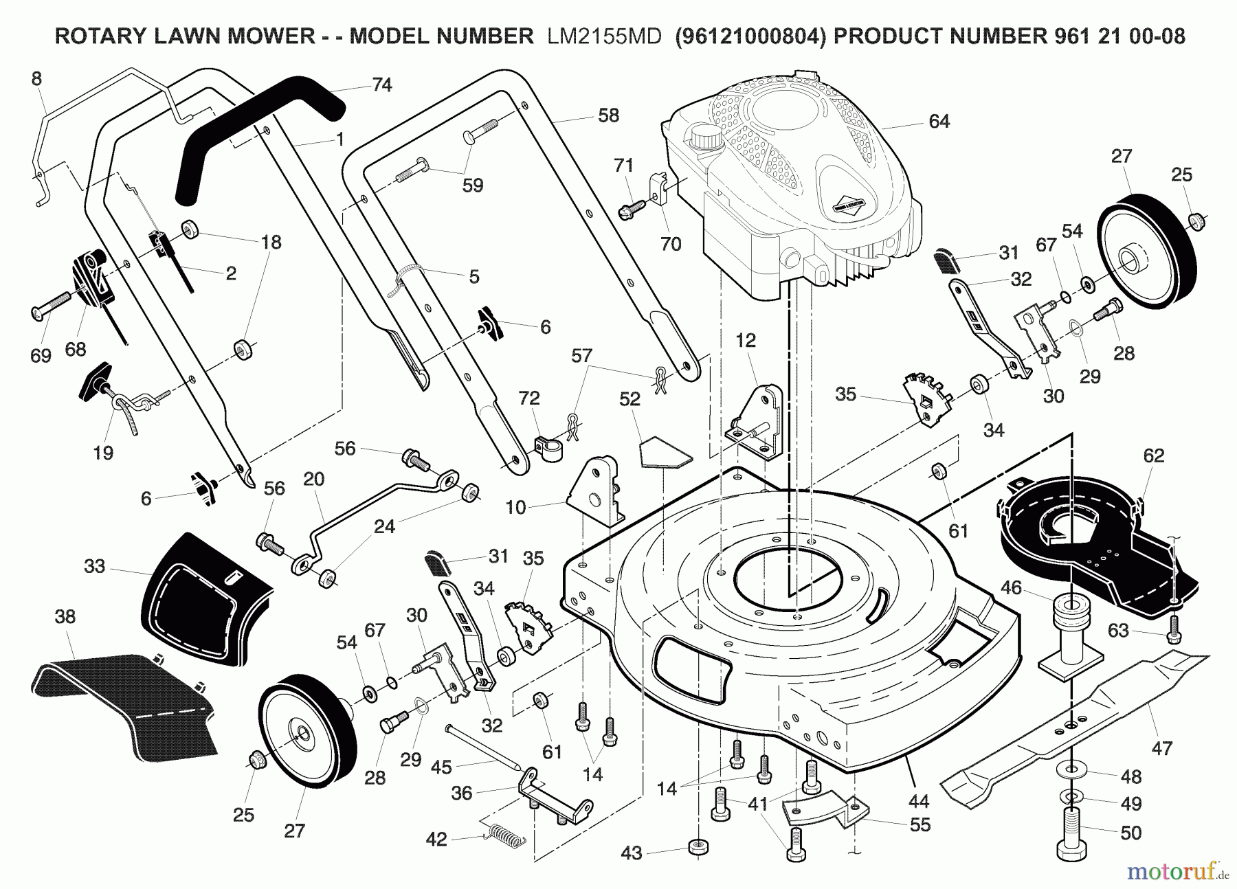  Jonsered Rasenmäher LM2155MD (96121000804) - Jonsered Walk-Behind Mower (2008-02) PRODUCT COMPLETE #2