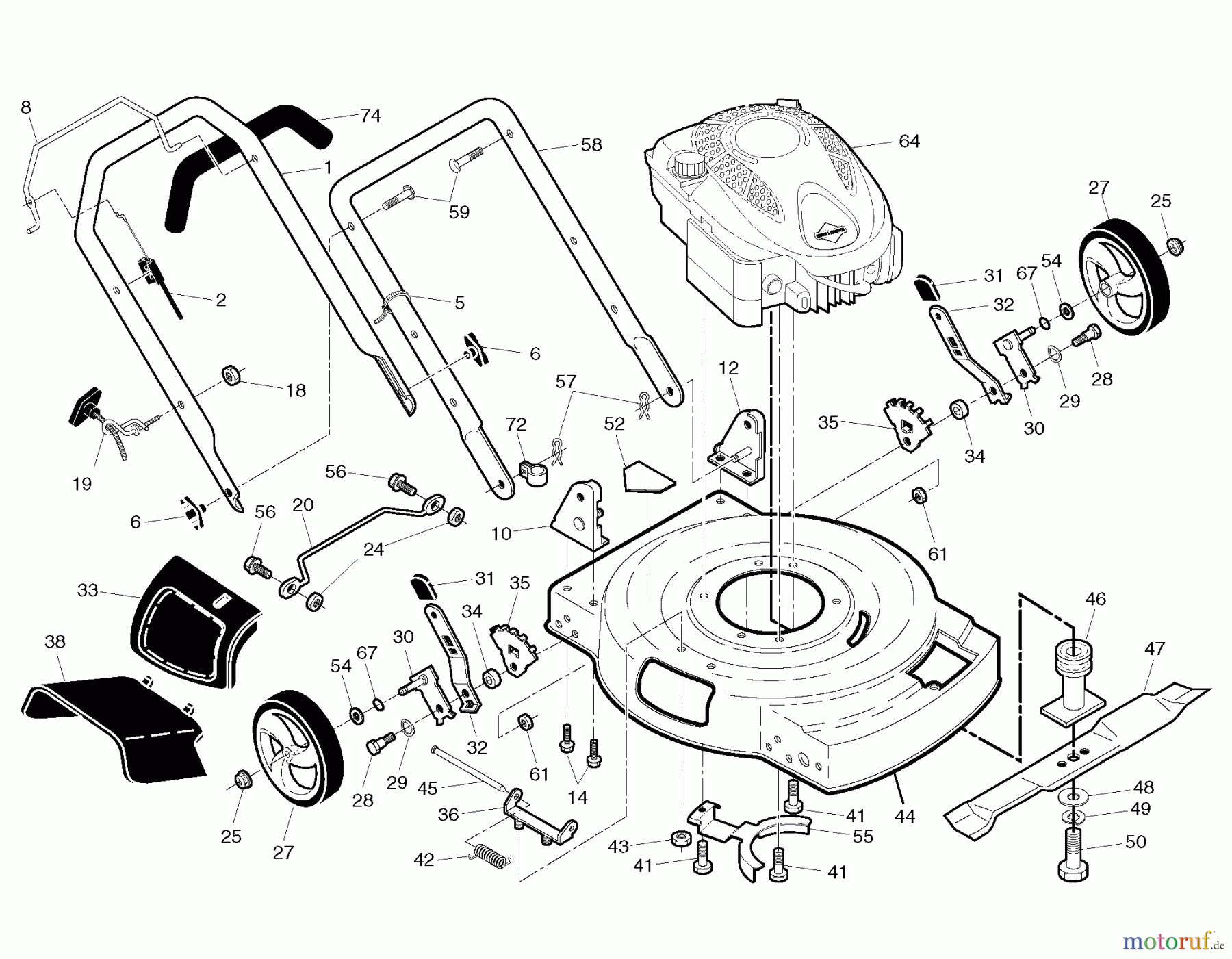 Jonsered Rasenmäher LM2155MD (96121001902) - Jonsered Walk-Behind Mower (2010-11) FRAME ENGINE