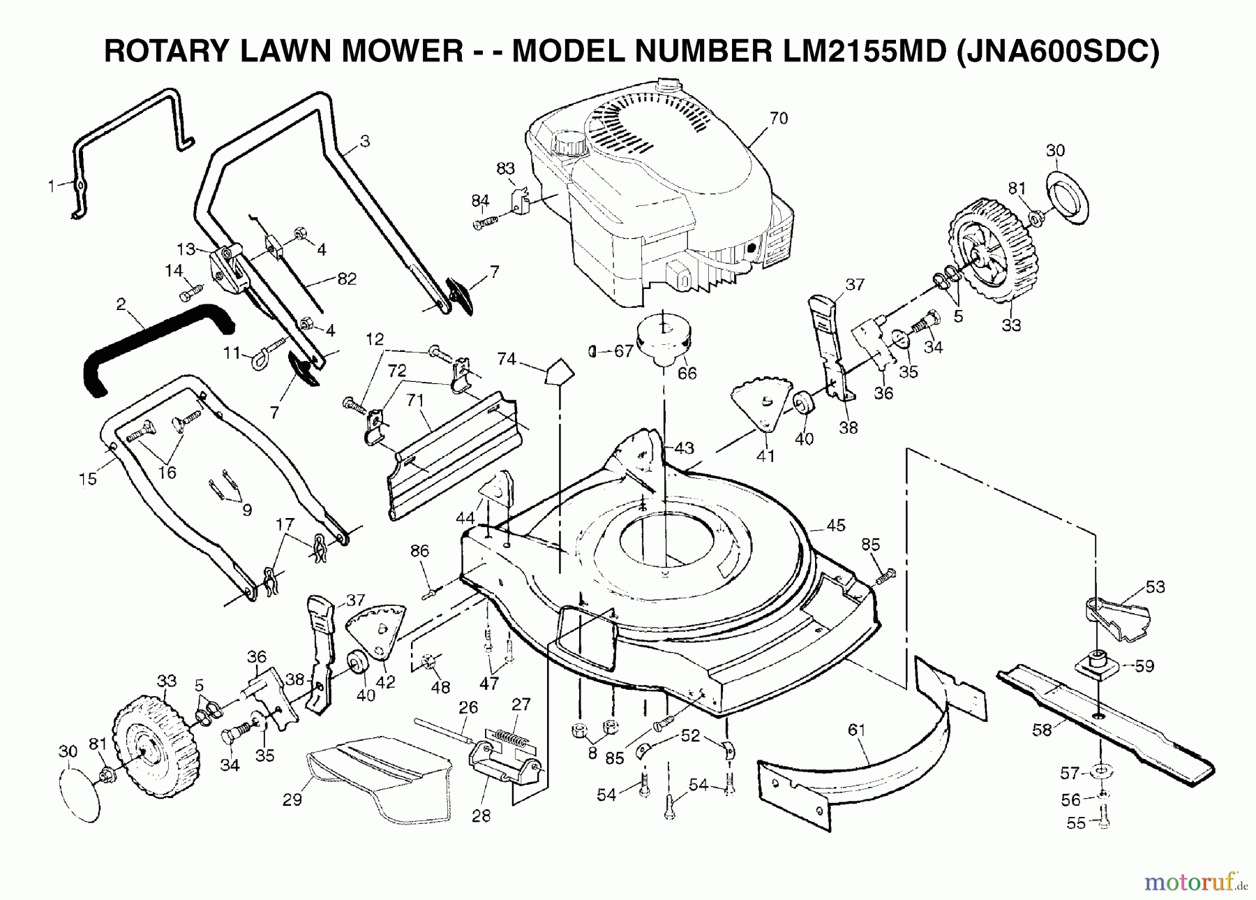 Jonsered Rasenmäher LM2155MD (JNA600SDC) - Jonsered Walk-Behind Mower (2003-05) PRODUCT COMPLETE #2