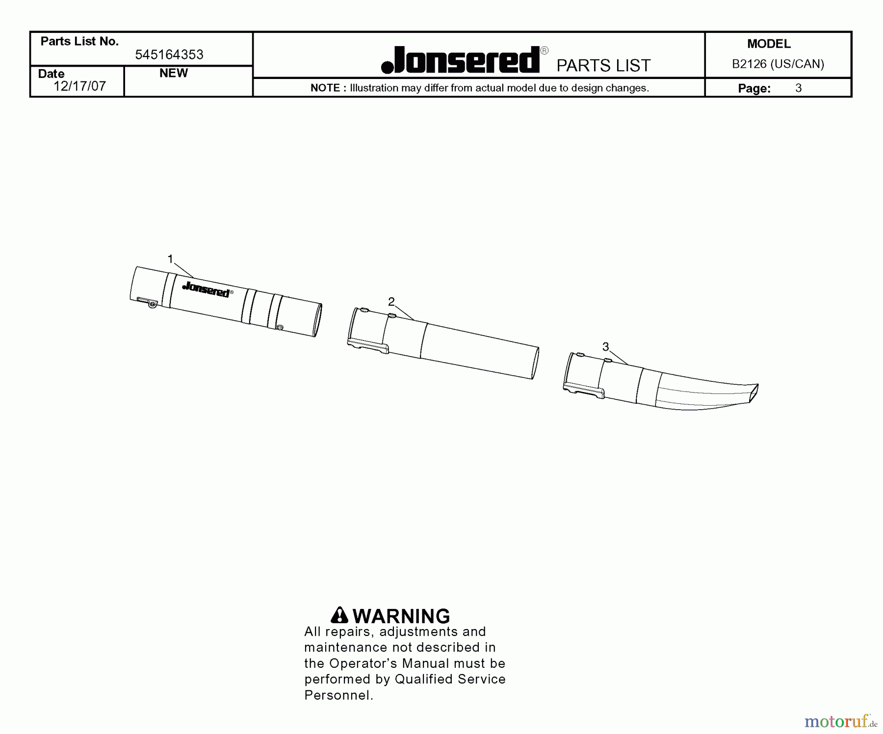 Jonsered Sonstiges B2126 - Jonsered Blower/Vacuum (2008-03) TUBE