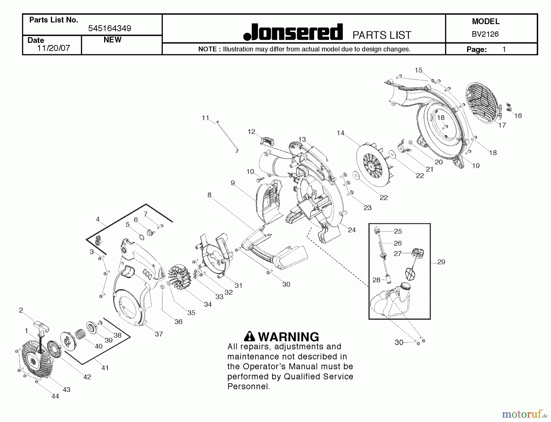 Jonsered Sonstiges BV2126 - Jonsered Blower/Vacuum (2008-06) HOUSING