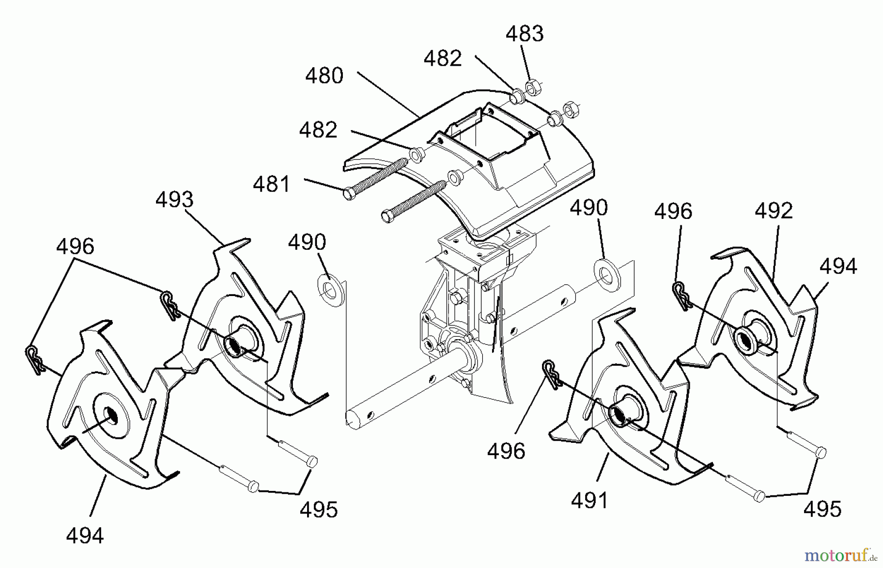 Murray Motorhacken und Kultivierer 11052x92B - B&S/Murray Cultivator (2000) (Walmart) Tine And Shield Assembly