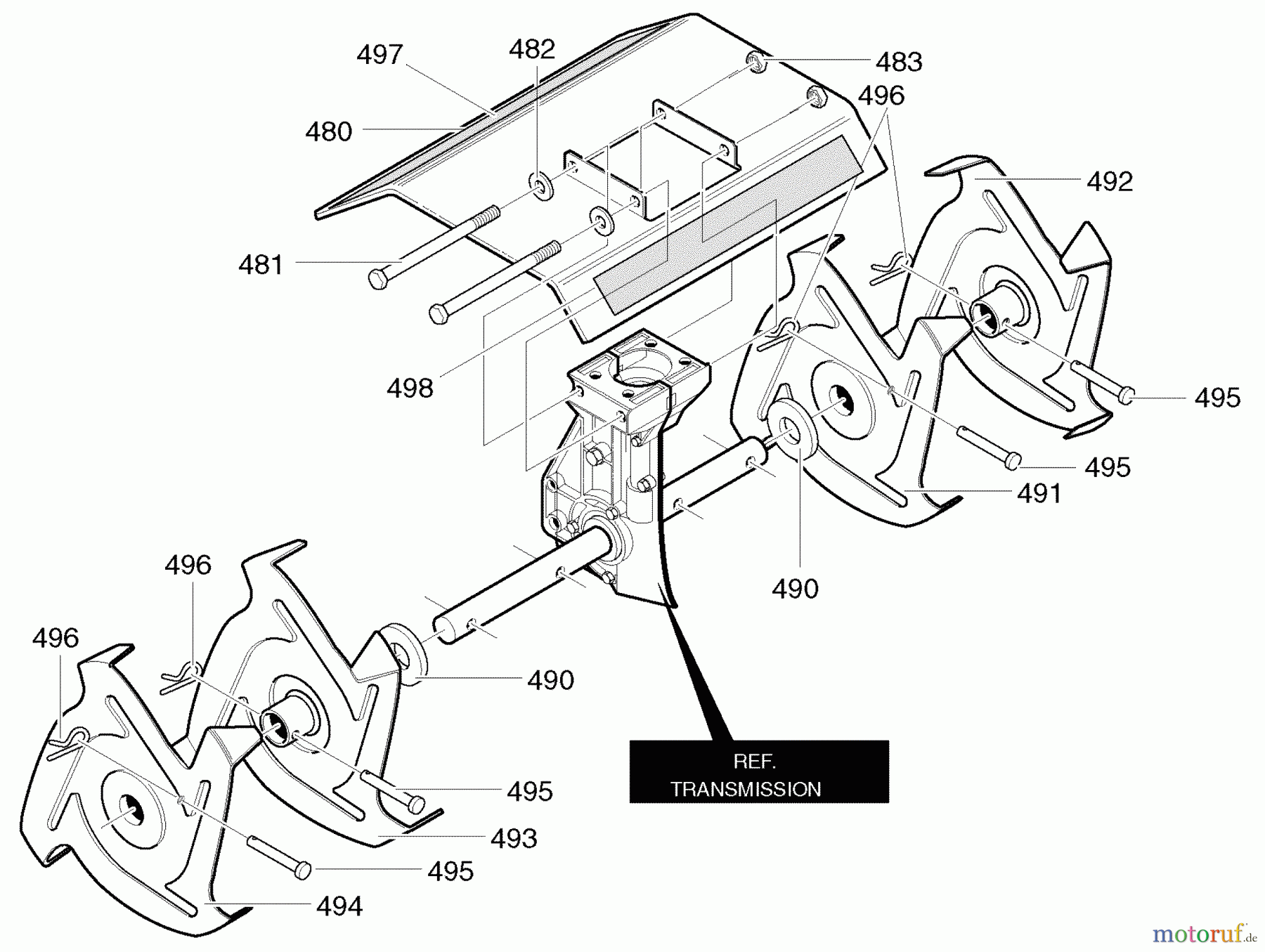 Murray Motorhacken und Kultivierer C950-62909-2 - Craftsman Cultivator (2004) (Sears) Shield & Tine Assembly
