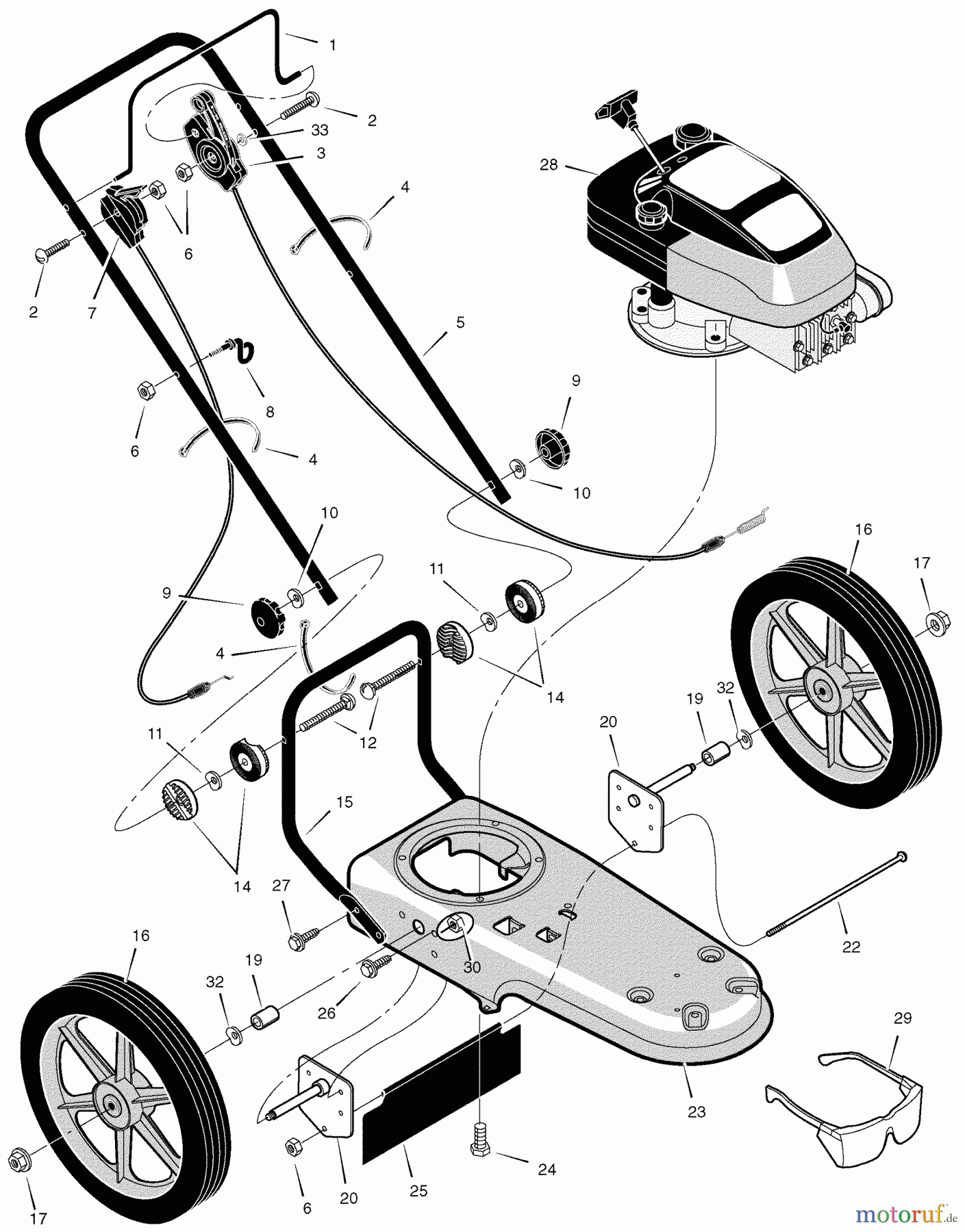  Murray Trimmer zum Schieben TM5000x89B - Yard King Performance Walk-Behind String Trimmer (2004) Mower Housing & Handle Assembly