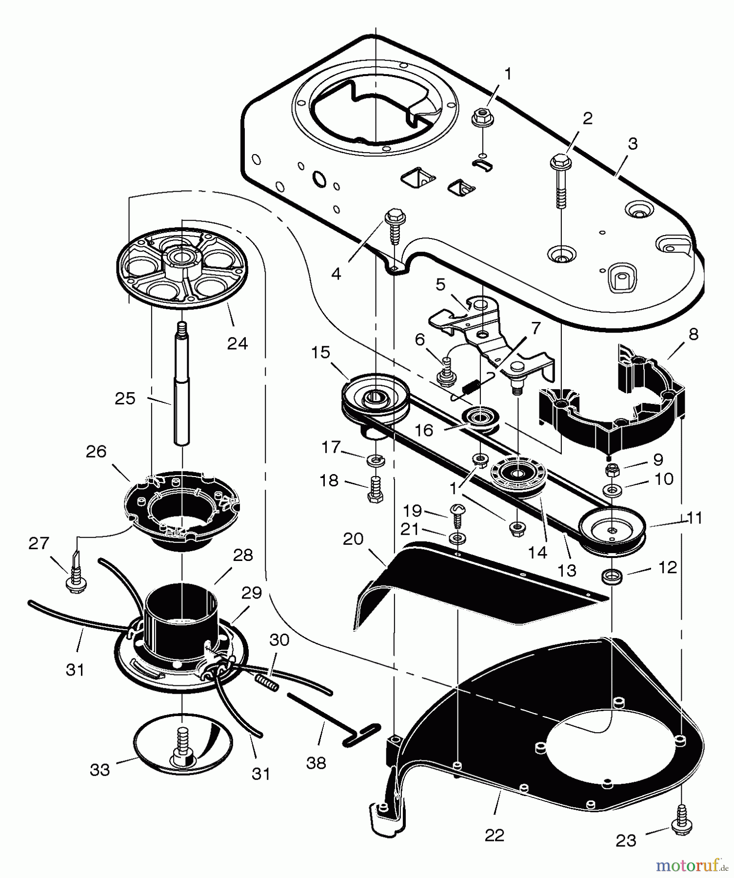  Murray Trimmer zum Schieben TM6000x8NC - Scotts Walk-Behind String Trimmer (2005) (Home Depot) Cutting Head And Shield