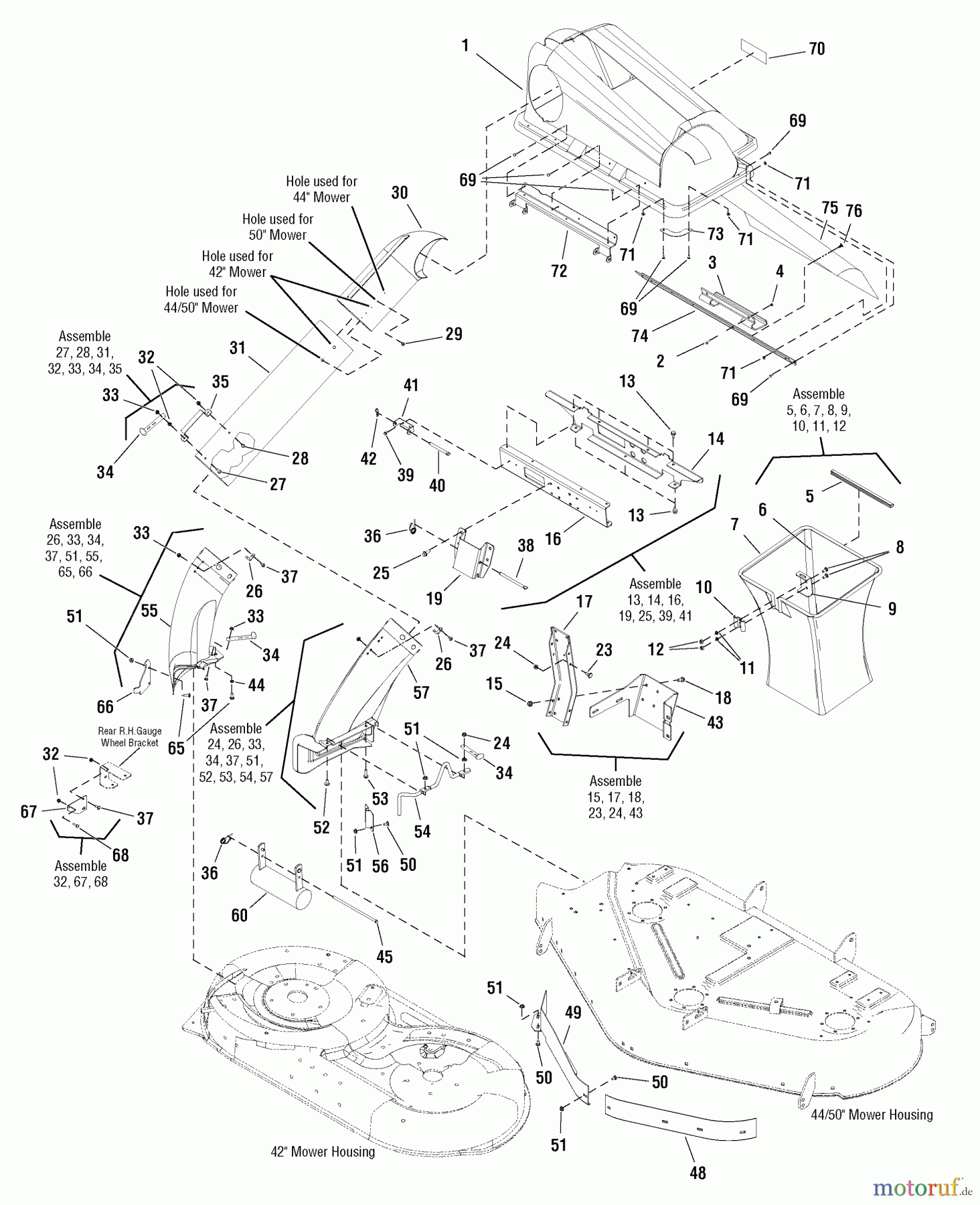 Murray Zubehör 107.249210 (1695283) - Craftsman 2-Bin Bagger (2004) (Sears) 2-Bin Bagger Group - 42/44/50