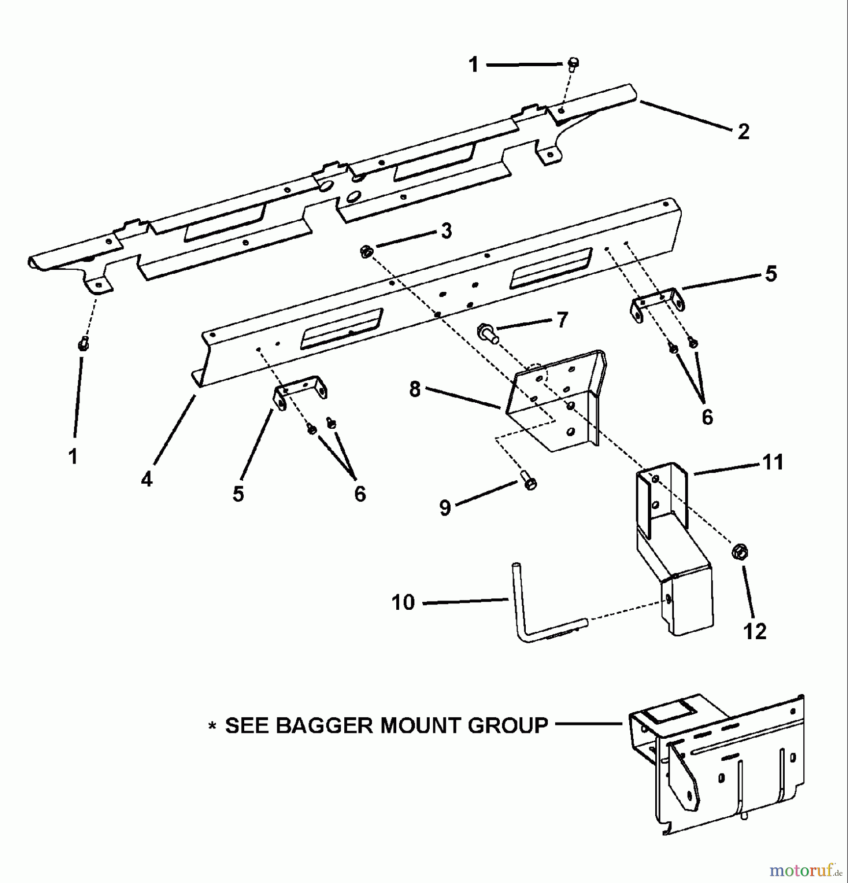 Murray Rasenmäherzubehör 7600070 - Murray Triple Bag Grass Catcher (2010) Cover Assembly Support