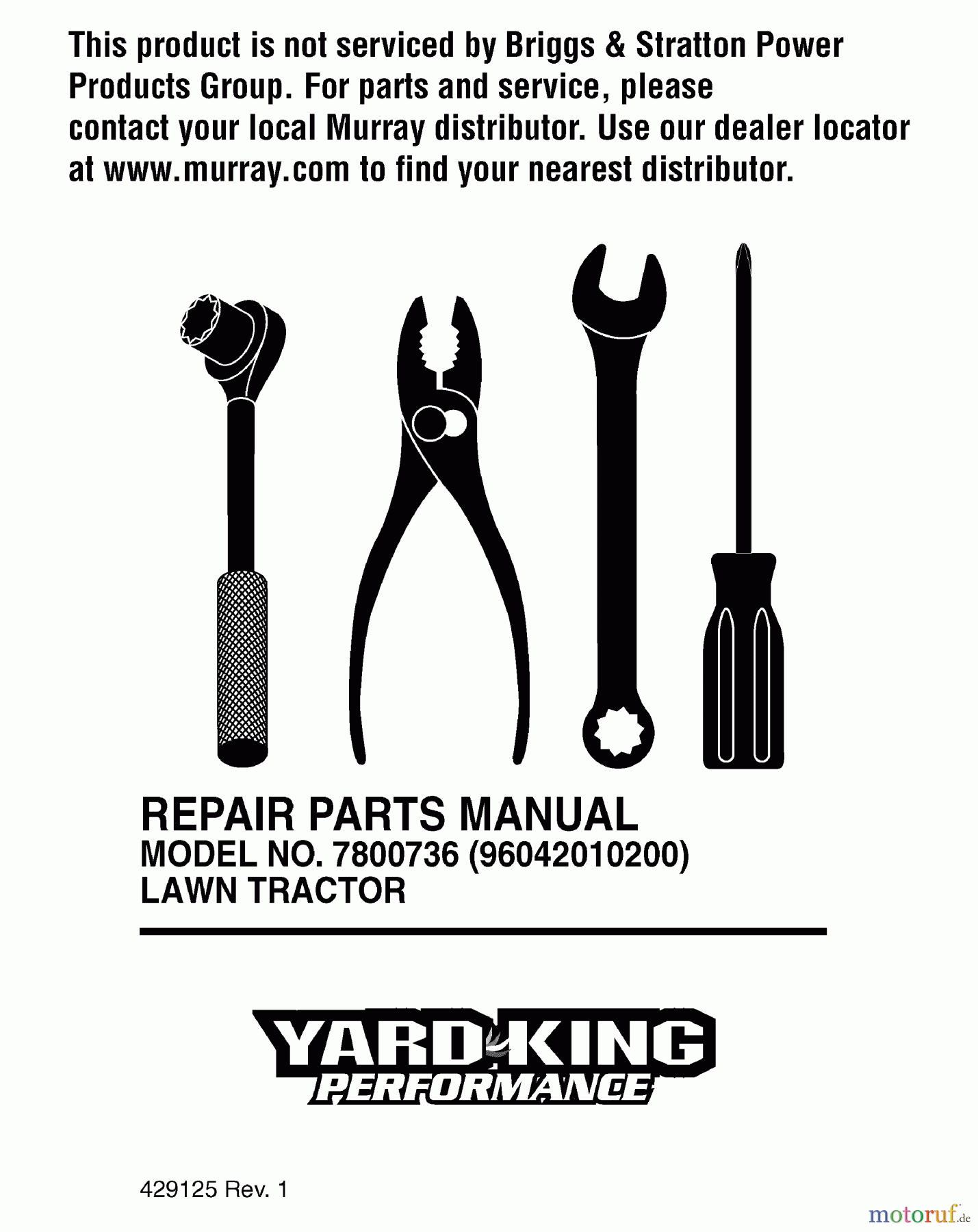 Murray Rasen- und Gartentraktoren 7800736 (96042010200) - Yard King 46