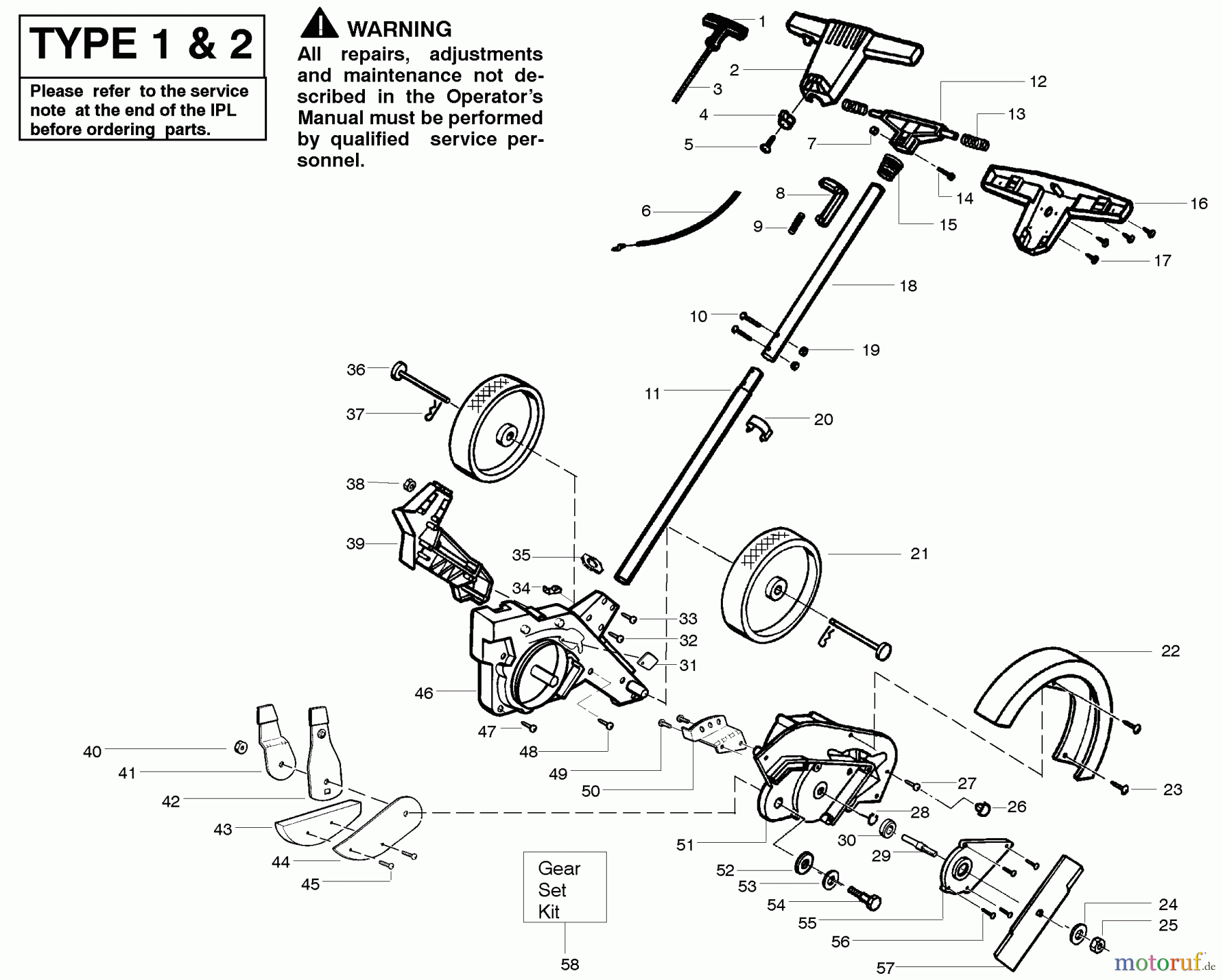  Poulan / Weed Eater Kantenschneider PE550 (Type 1) - Weed Eater Edger Handle & Controls Type 1-2