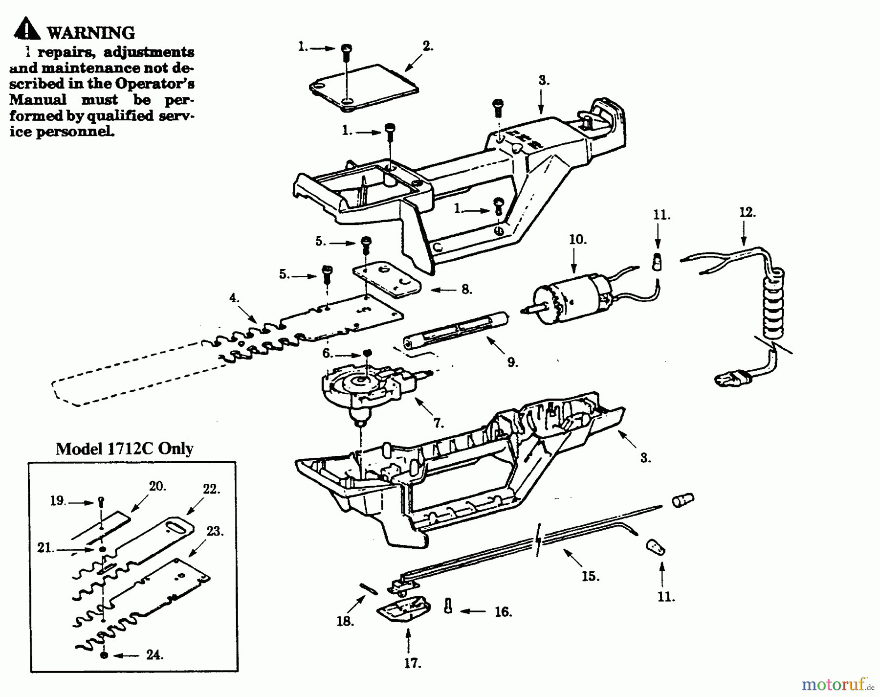  Poulan / Weed Eater Heckenscheren CHT1712C - Paramount Cordless Hedge Trimmer TRIMMER ASSEMBLY