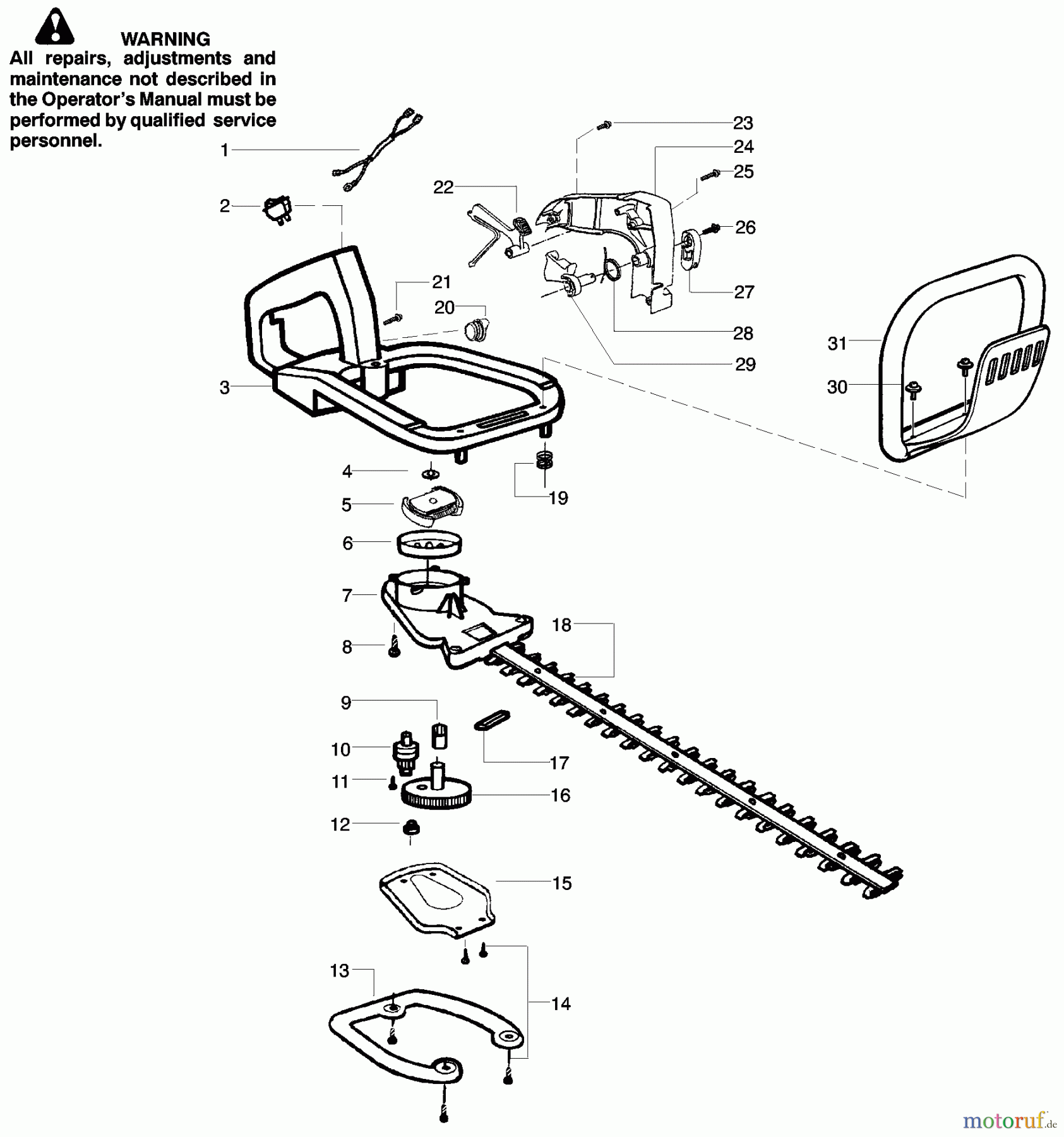 Poulan / Weed Eater Heckenscheren GHT220 (Type 3) - Weed Eater Hedge Trimmer Handle & Blade Assembly