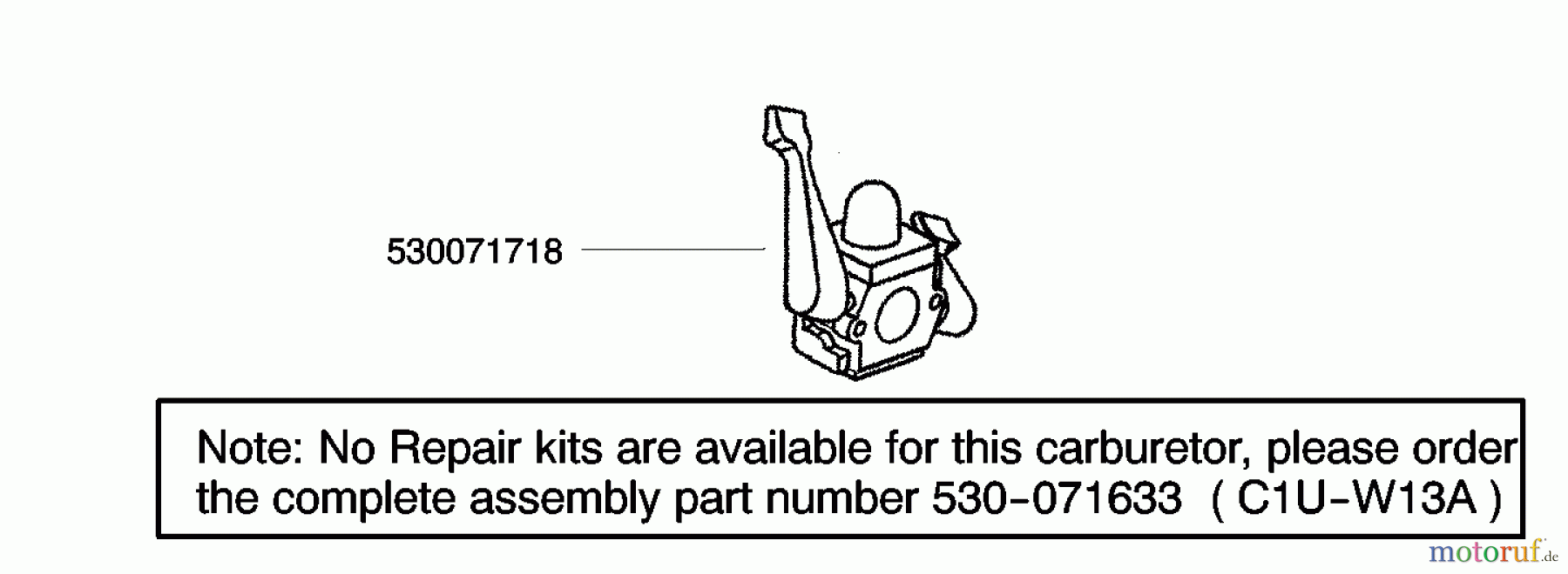 Poulan / Weed Eater Heckenscheren GHT180 (Type 5) - Weed Eater Hedge Trimmer Carburetor Assembly (Zama C1U-W13A) 530071633