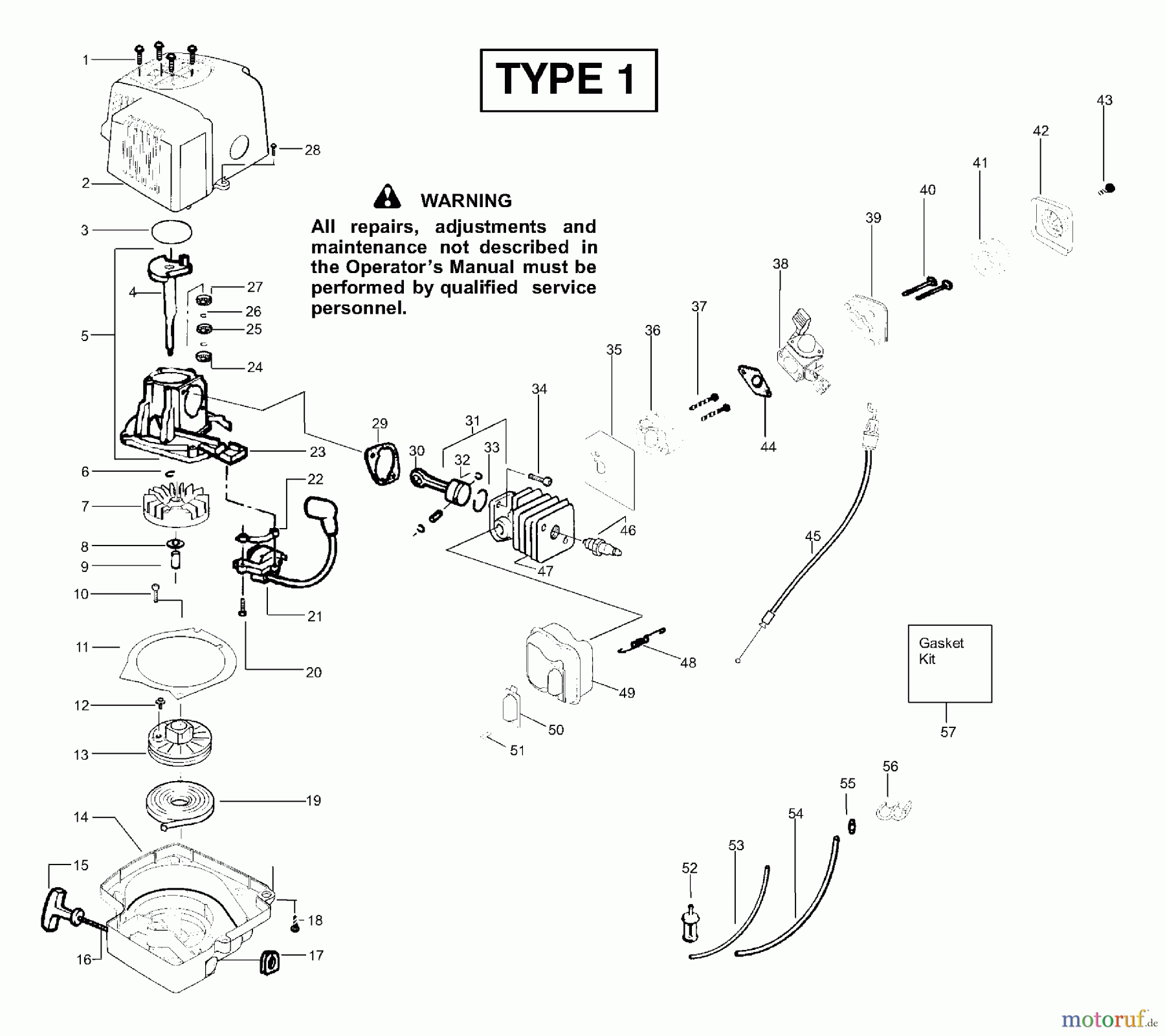 Poulan / Weed Eater Heckenscheren GHT220LE (Type 1) - Weed Eater Hedge Trimmer Engine Assembly Type 1