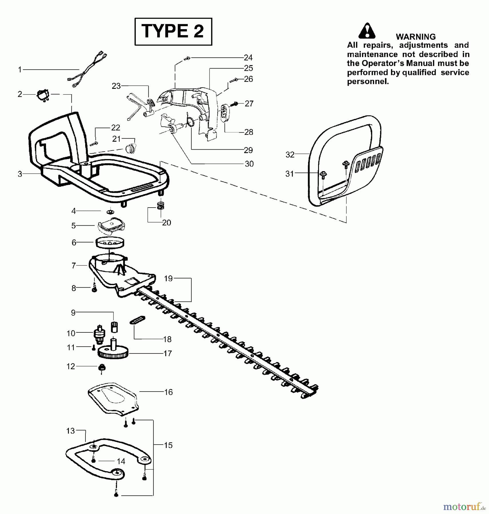 Poulan / Weed Eater Heckenscheren GHT220LE (Type 2) - Weed Eater Hedge Trimmer Handle & Blade Assembly Type 2
