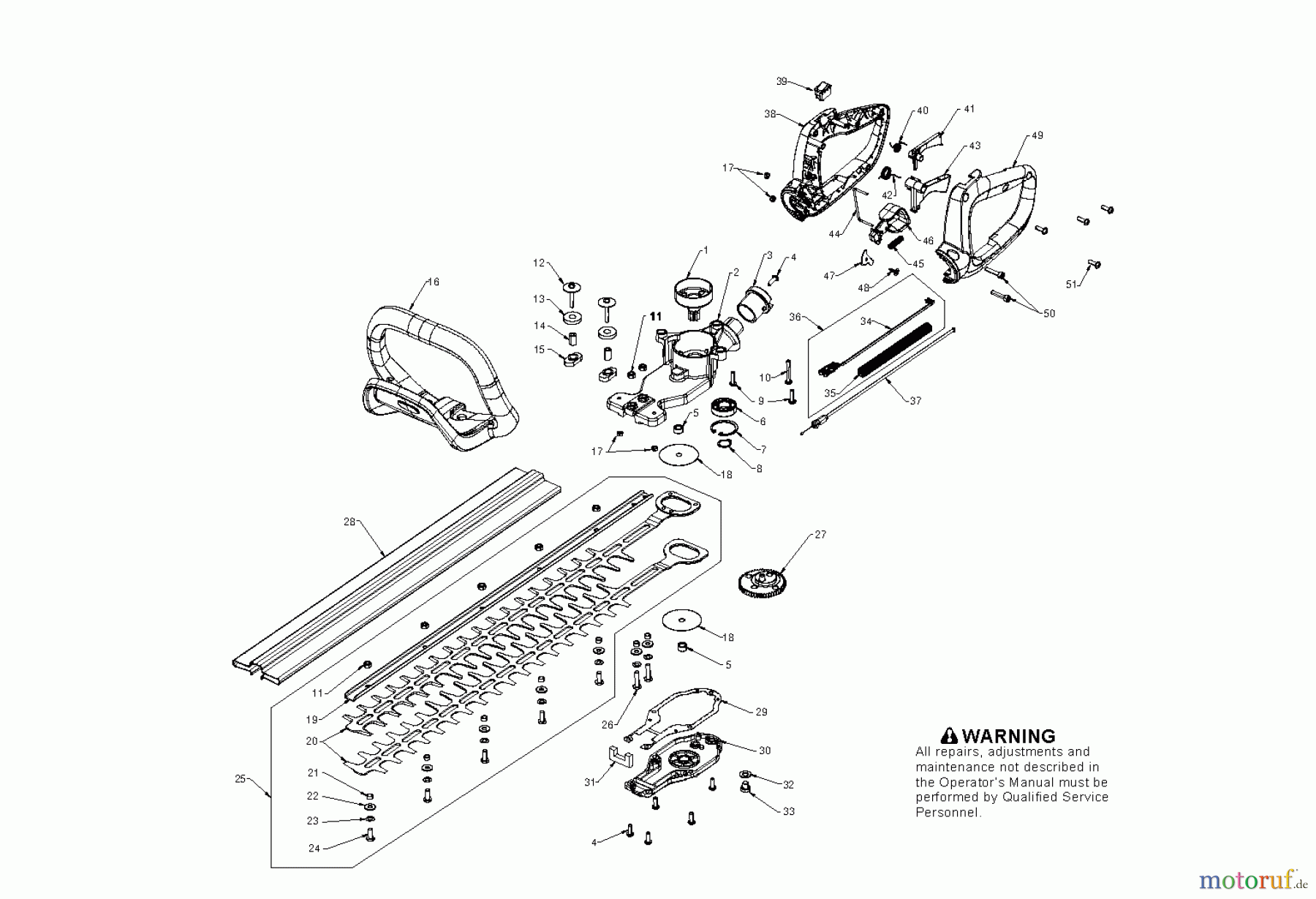 Poulan / Weed Eater Heckenscheren PP2822 (966513101) - Poulan Pro Hedge Trimmer (2011-03) CUTTING EQUIPMENT