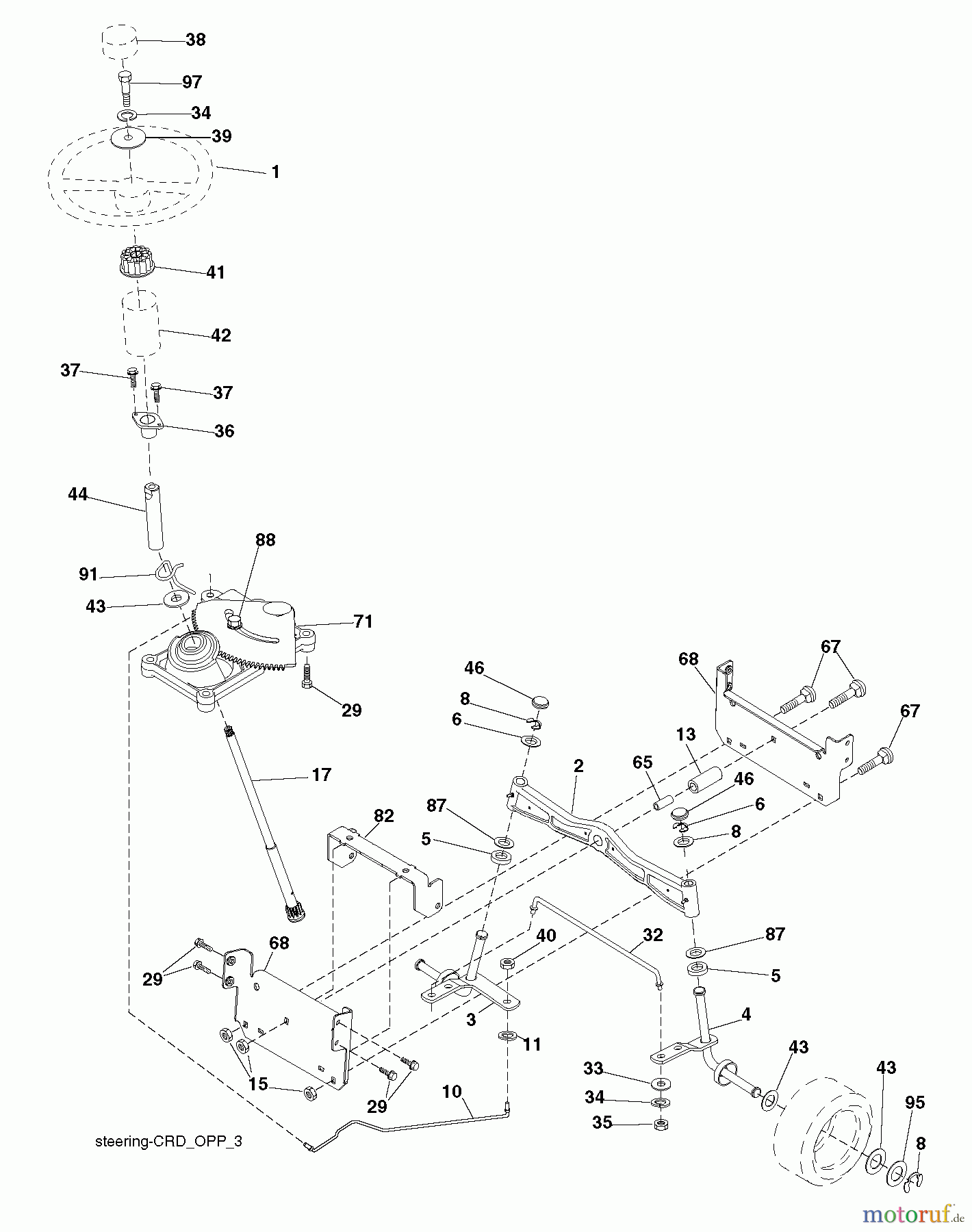  Poulan / Weed Eater Rasen und Gartentraktoren 12597RB (96061034100) - Poulan Pro Lawn Tractor (2011-12) STEERING