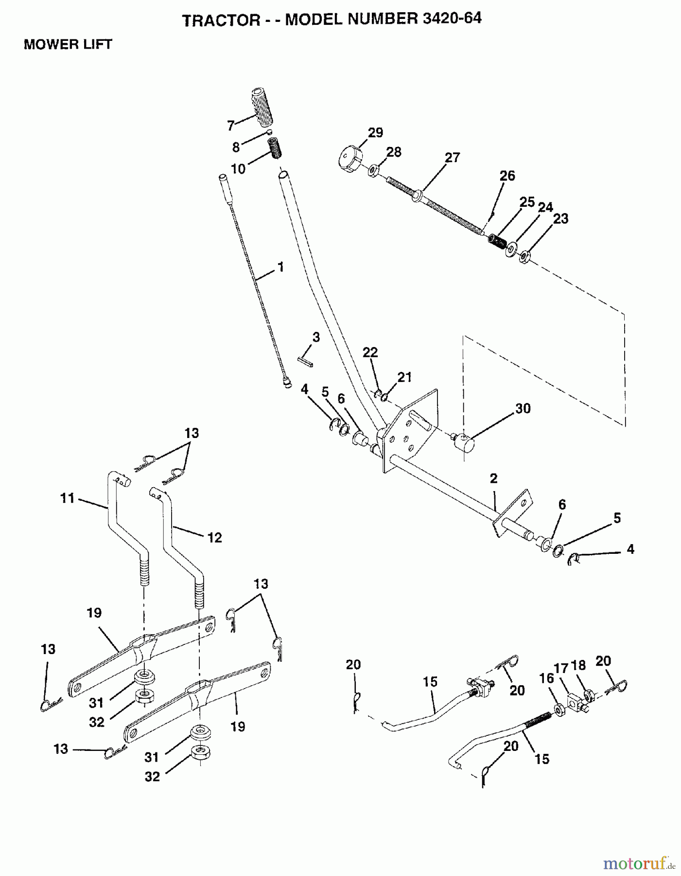 Poulan / Weed Eater Rasen und Gartentraktoren 342064 - Poulan Lawn Tractor (2006-06) MOWER LIFT LEVER