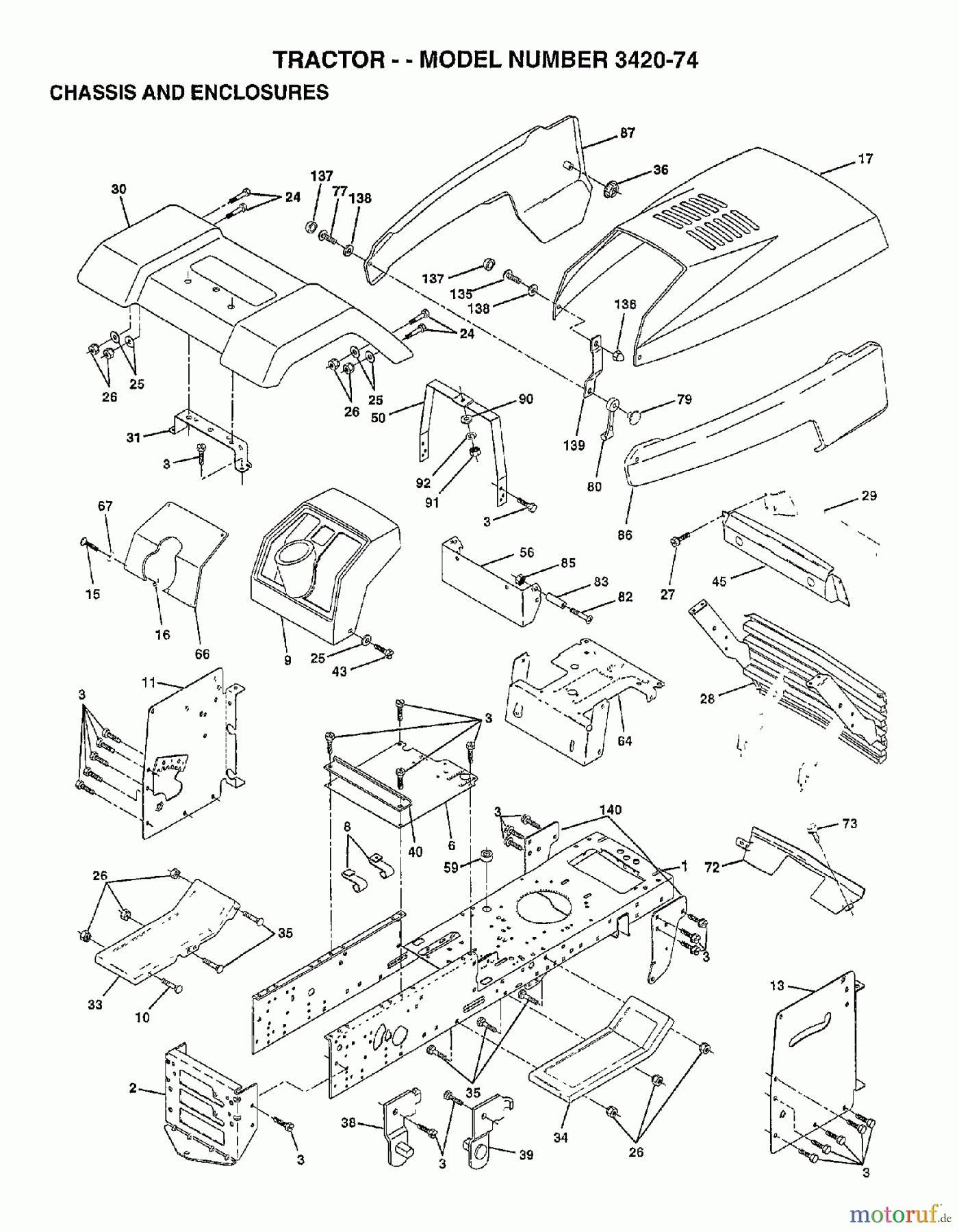 Poulan / Weed Eater Rasen und Gartentraktoren 342074 - Poulan Lawn Tractor (2006-10) CHASSIS ENCLOSURES