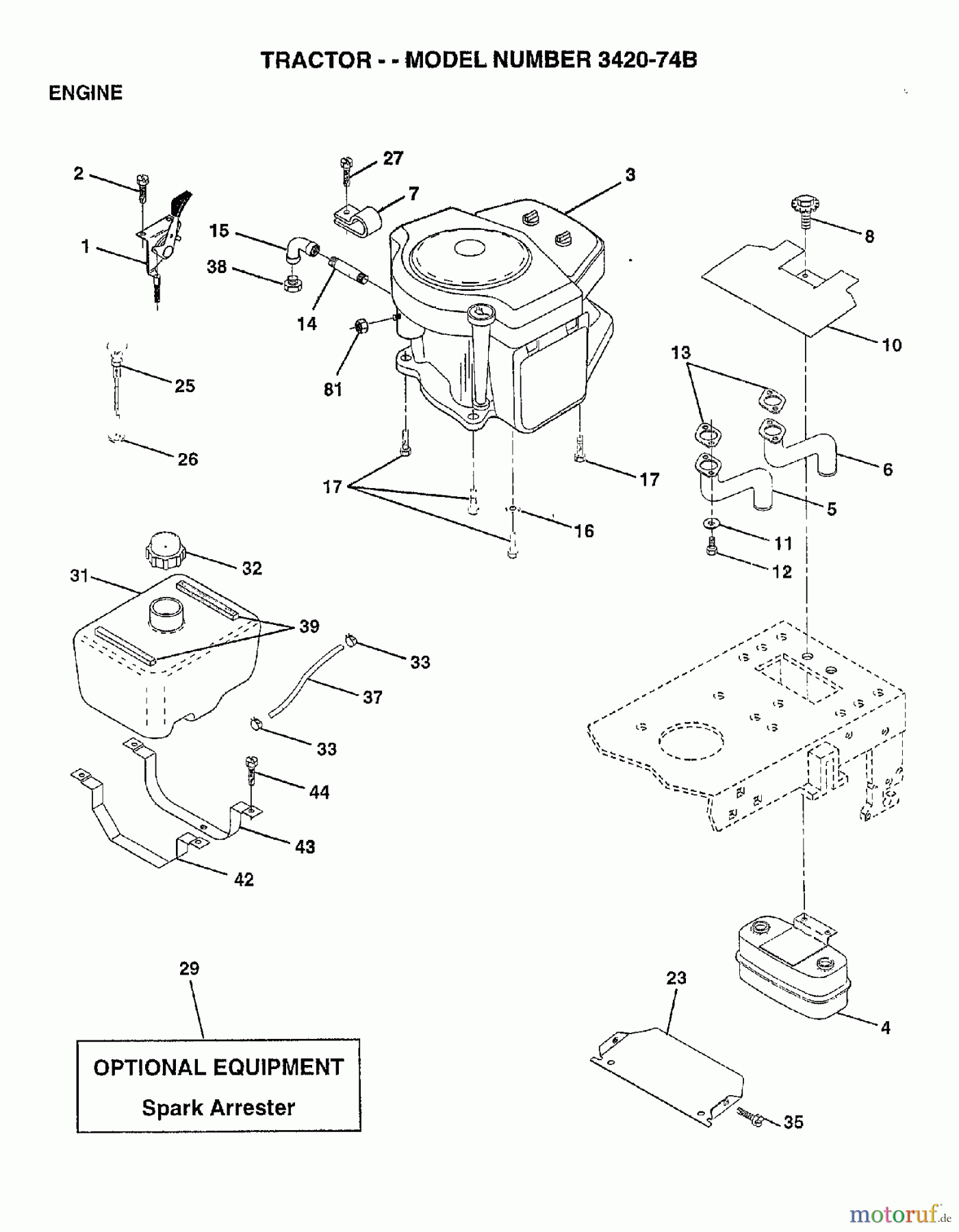 Poulan / Weed Eater Rasen und Gartentraktoren 342074B - Poulan Lawn Tractor (2006-10) ENGINE