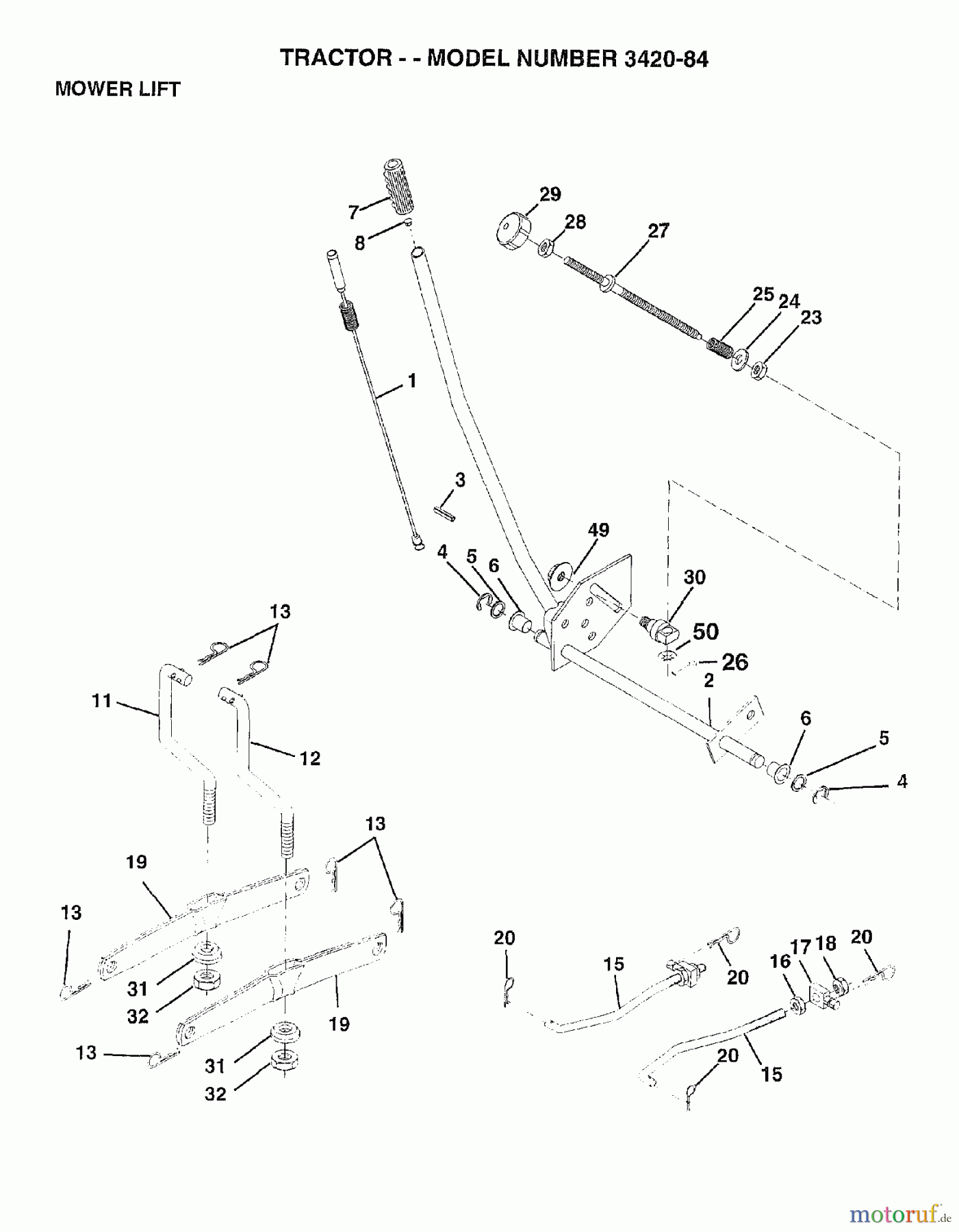 Poulan / Weed Eater Rasen und Gartentraktoren 342084 - Poulan Lawn Tractor (2007-01) MOWER LIFT LEVER