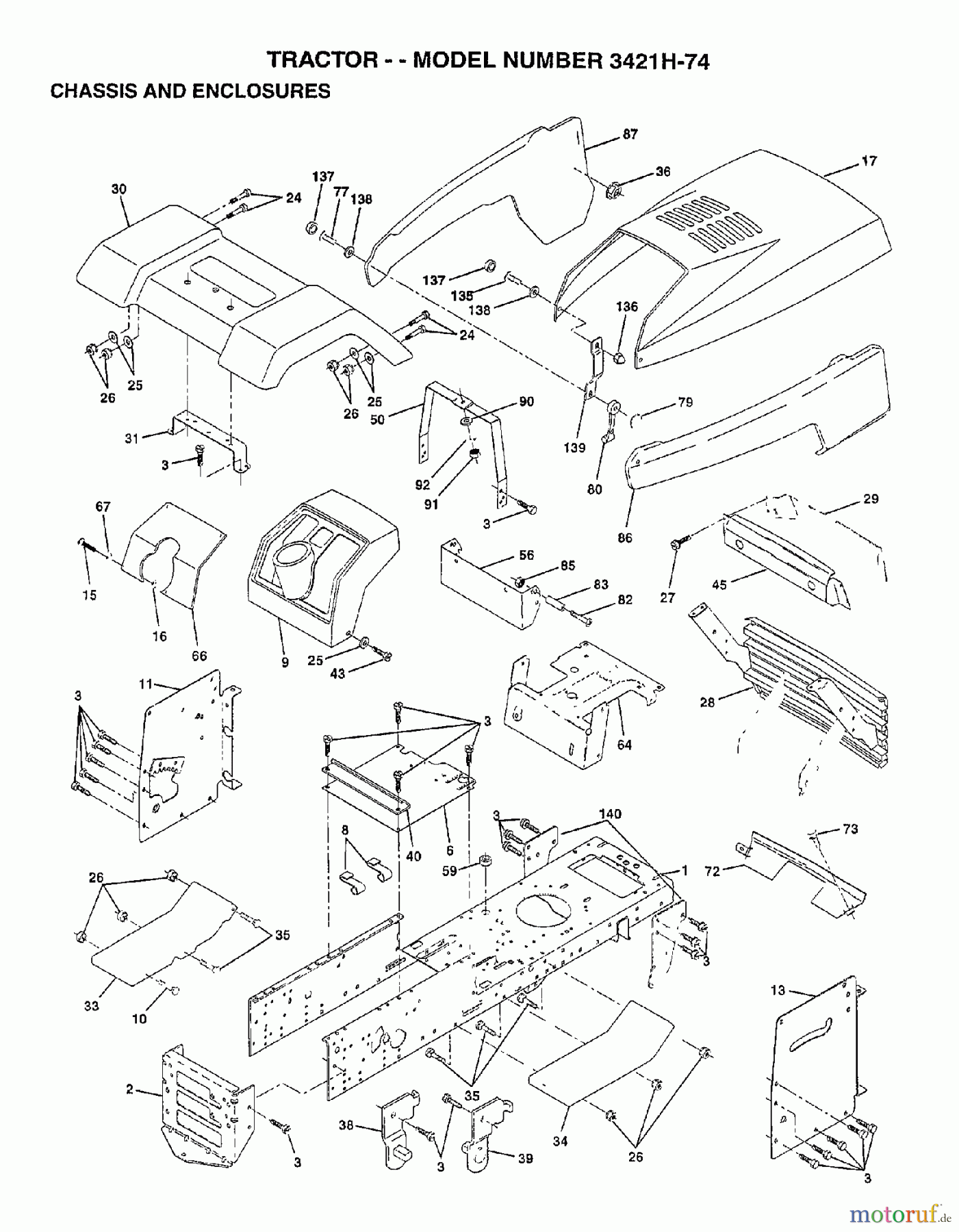 Poulan / Weed Eater Rasen und Gartentraktoren 3421H74 - Poulan Lawn Tractor (2006-10) CHASSIS ENCLOSURES