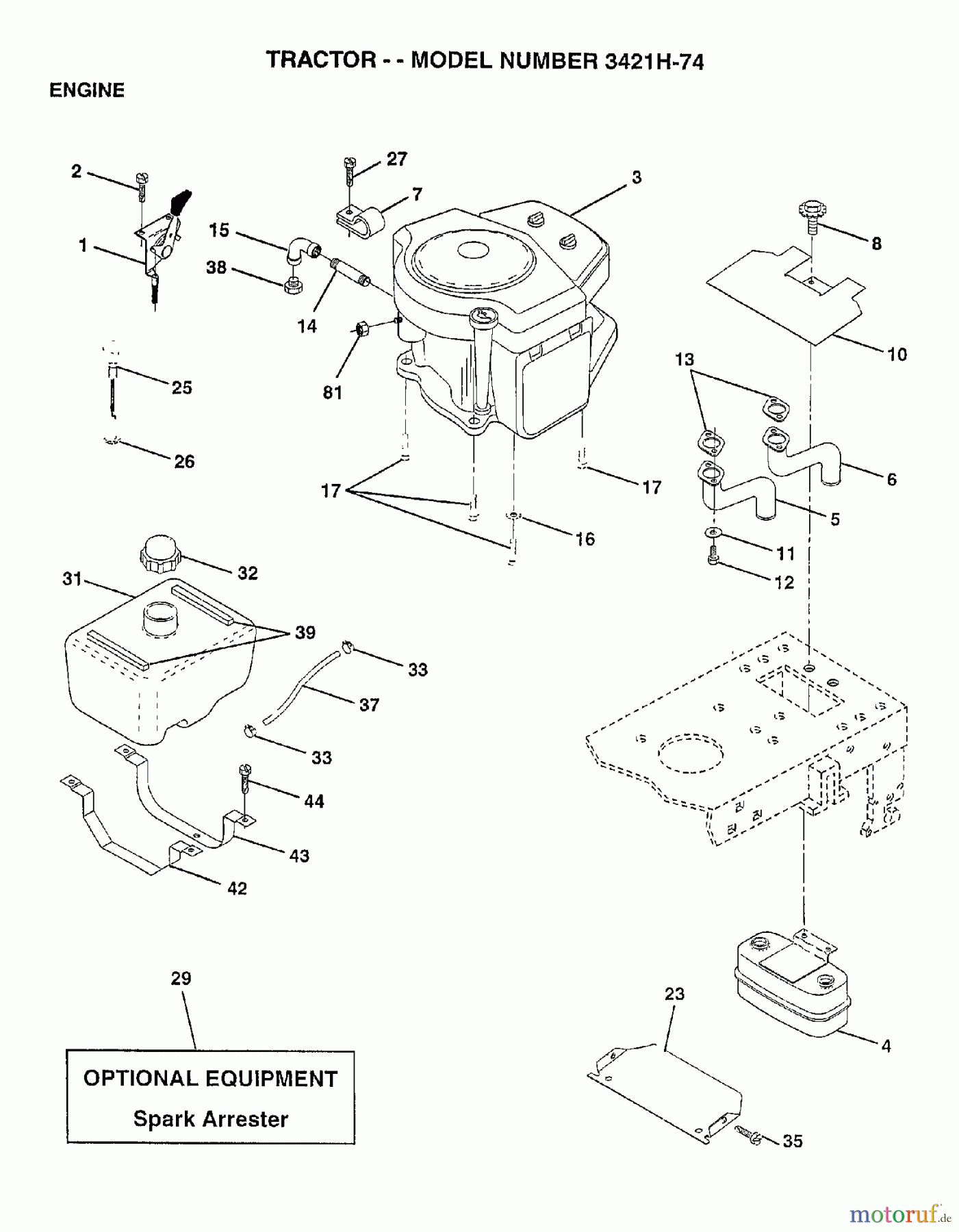  Poulan / Weed Eater Rasen und Gartentraktoren 3421H74 - Poulan Lawn Tractor (2006-10) ENGINE