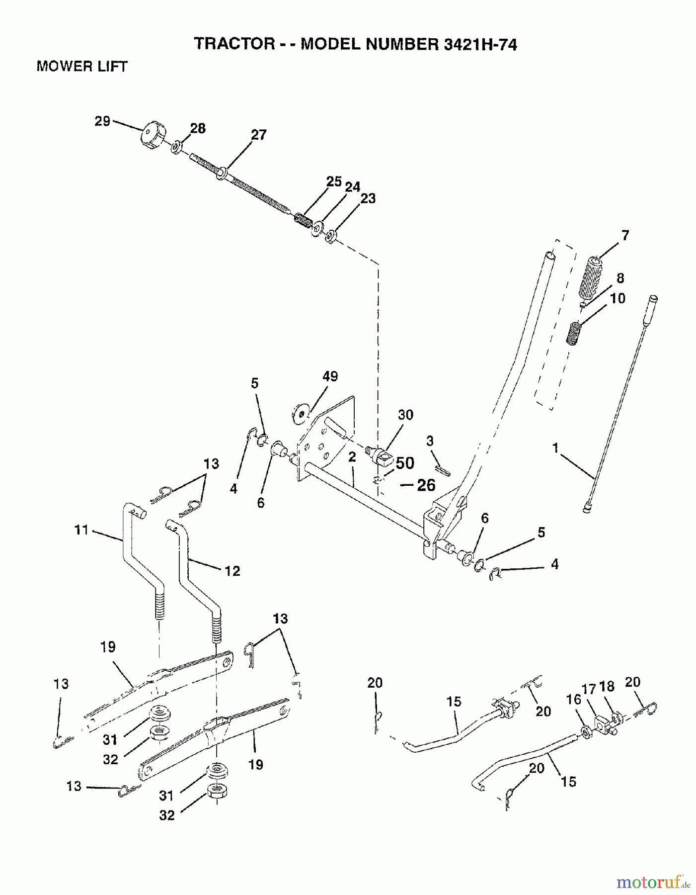  Poulan / Weed Eater Rasen und Gartentraktoren 3421H74 - Poulan Lawn Tractor (2006-10) MOWER LIFT LEVER