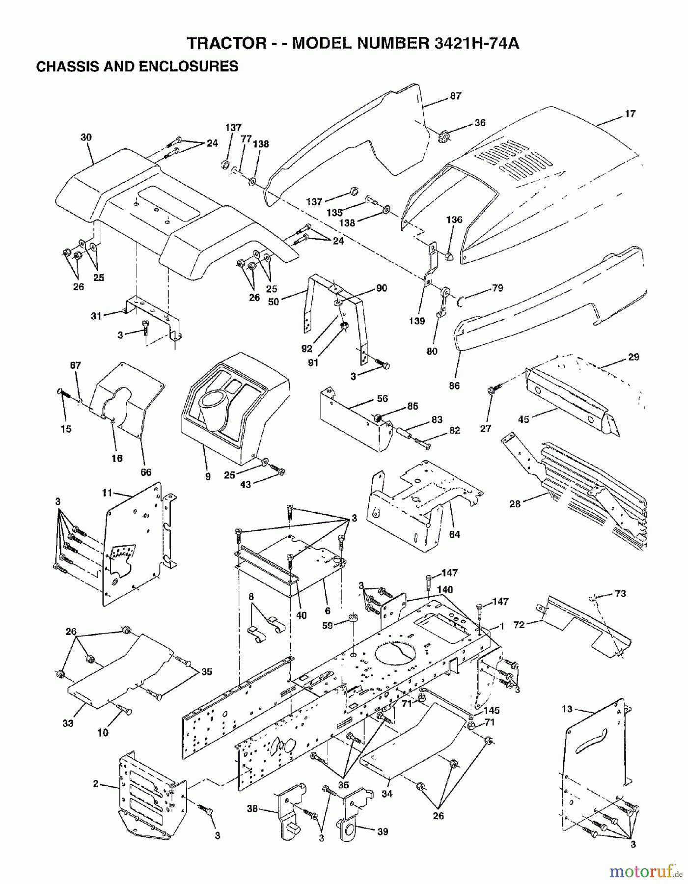 Poulan / Weed Eater Rasen und Gartentraktoren 3421H74A - Poulan Lawn Tractor (2006-10) CHASSIS ENCLOSURES