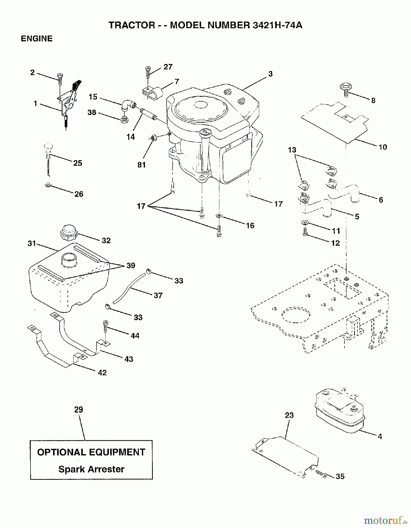  Poulan / Weed Eater Rasen und Gartentraktoren 3421H74A - Poulan Lawn Tractor (2006-10) ENGINE