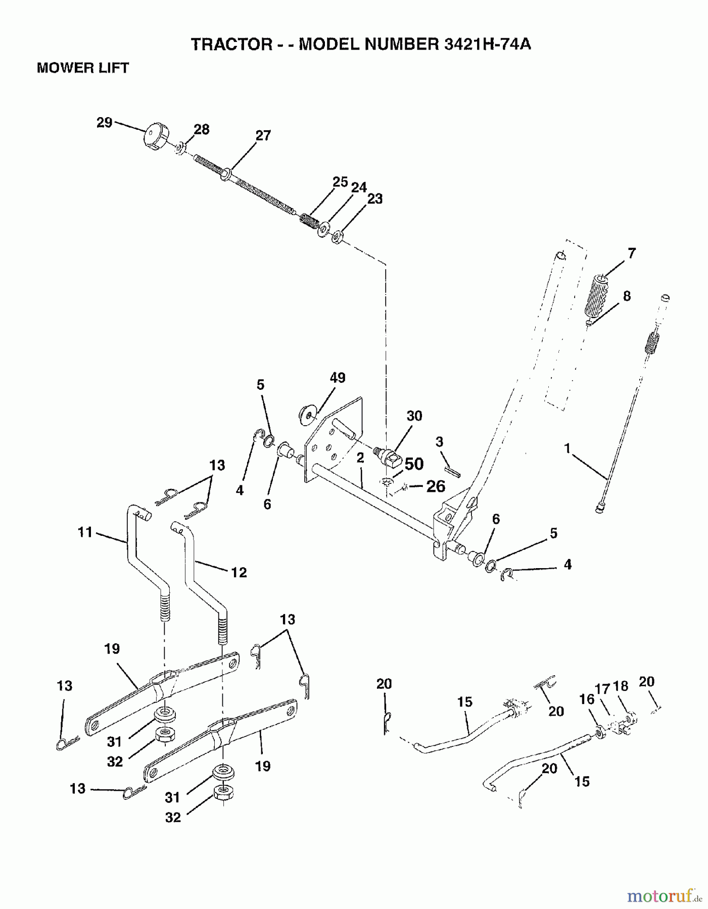 Poulan / Weed Eater Rasen und Gartentraktoren 3421H74A - Poulan Lawn Tractor (2006-10) MOWER LIFT LEVER