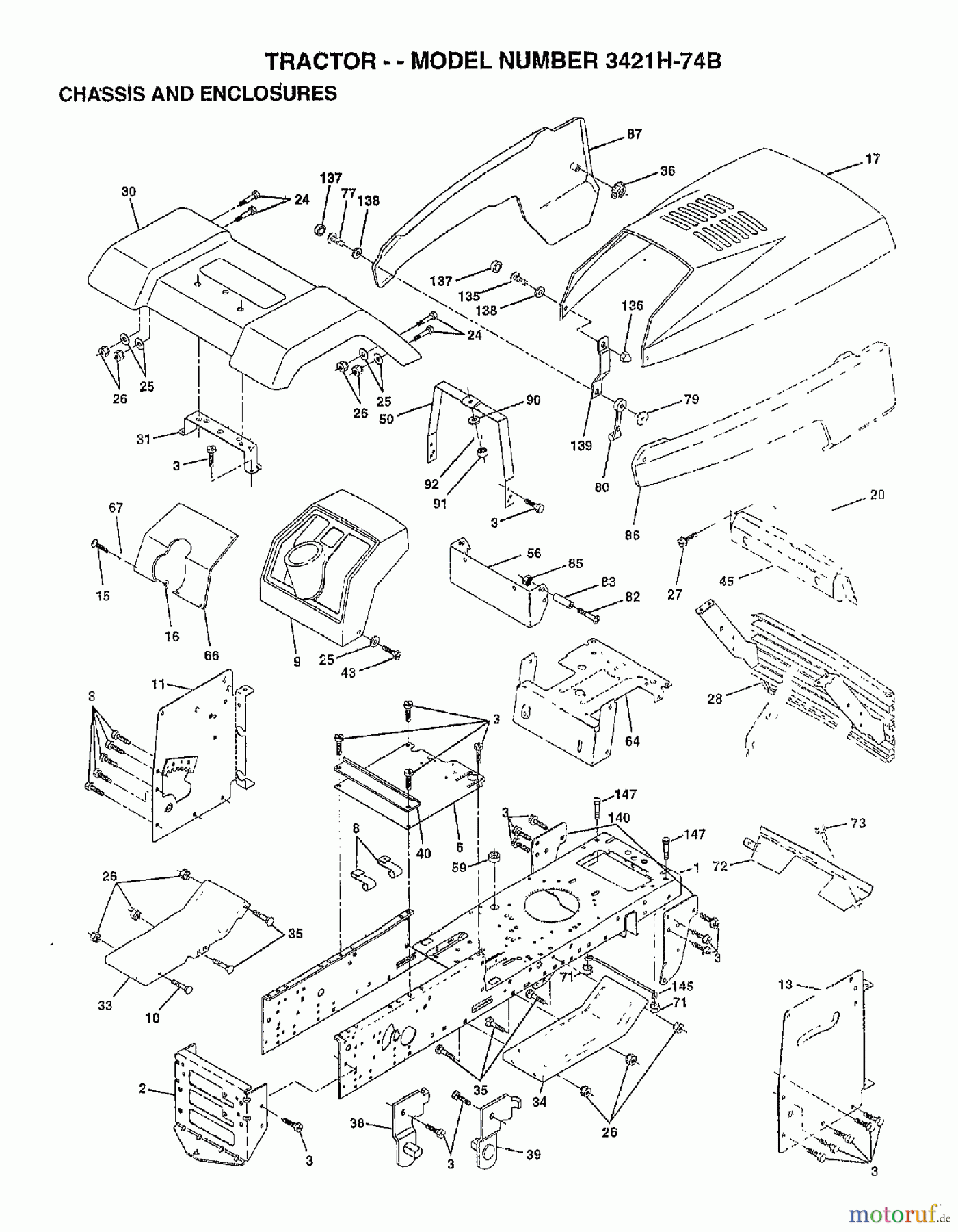 Poulan / Weed Eater Rasen und Gartentraktoren 3421H74B - Poulan Lawn Tractor (2006-10) CHASSIS ENCLOSURES